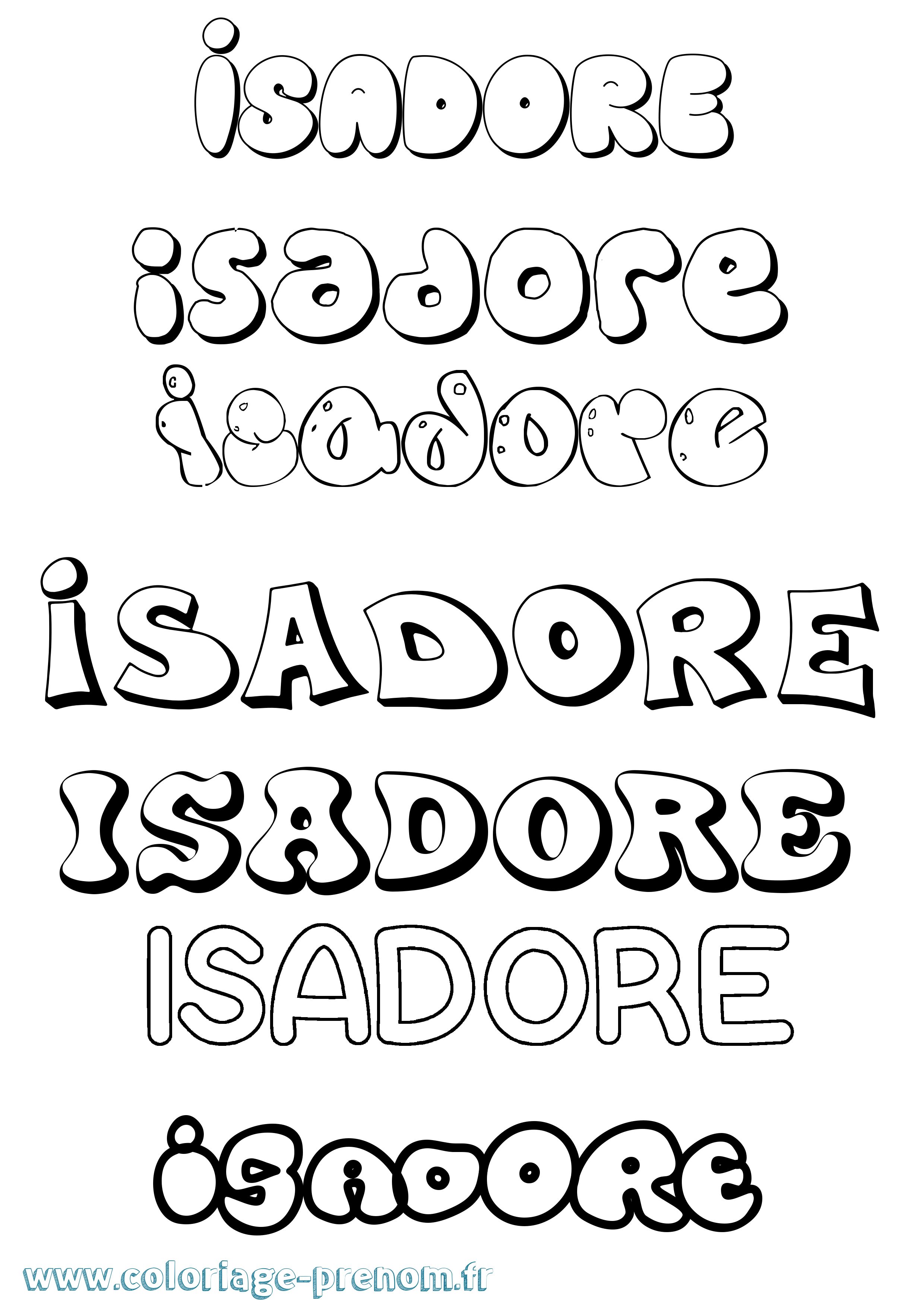 Coloriage Isadore Bubble Coloriage prénom Isadore Bubble