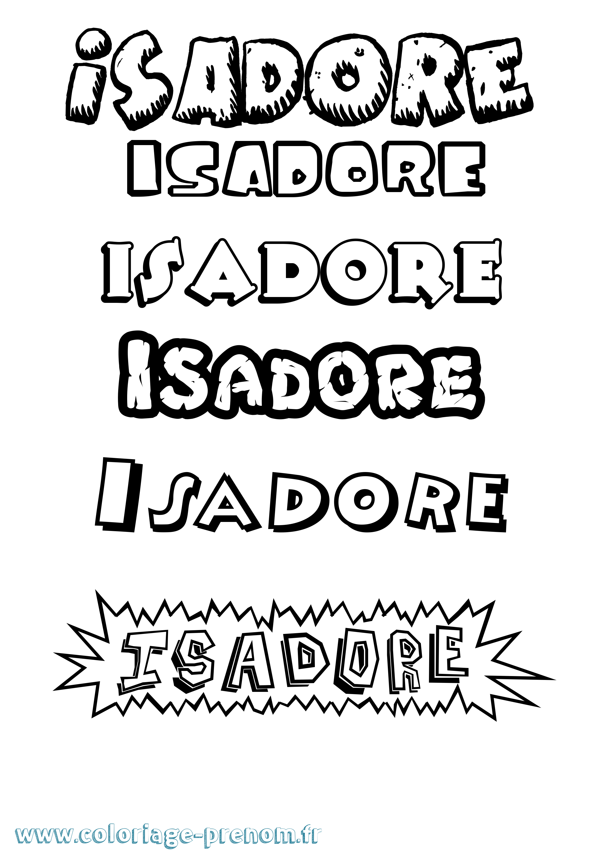 Coloriage Isadore Dessin Animé Coloriage prénom Isadore Dessin Animé