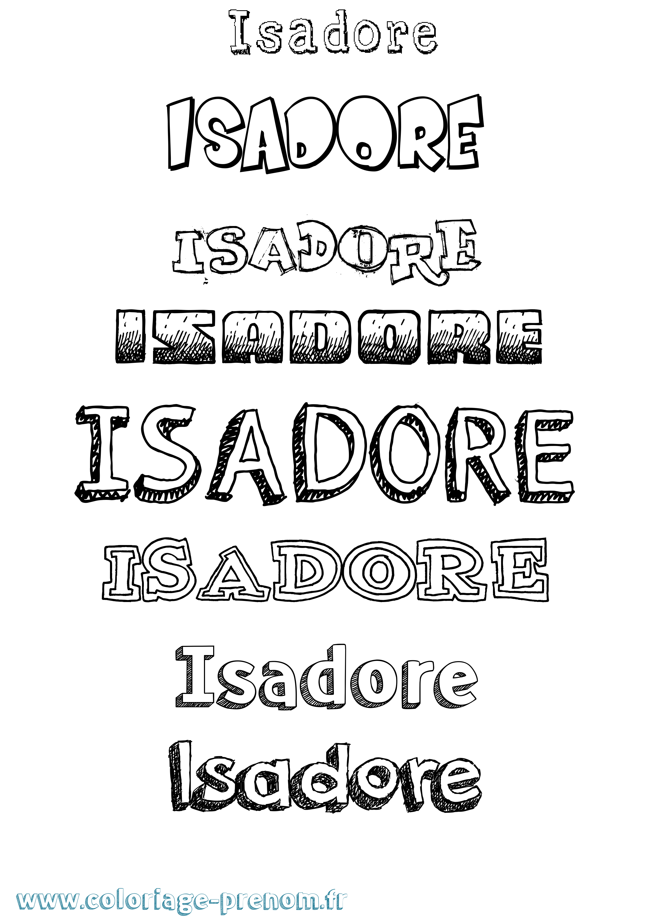 Coloriage prénom Isadore Dessiné