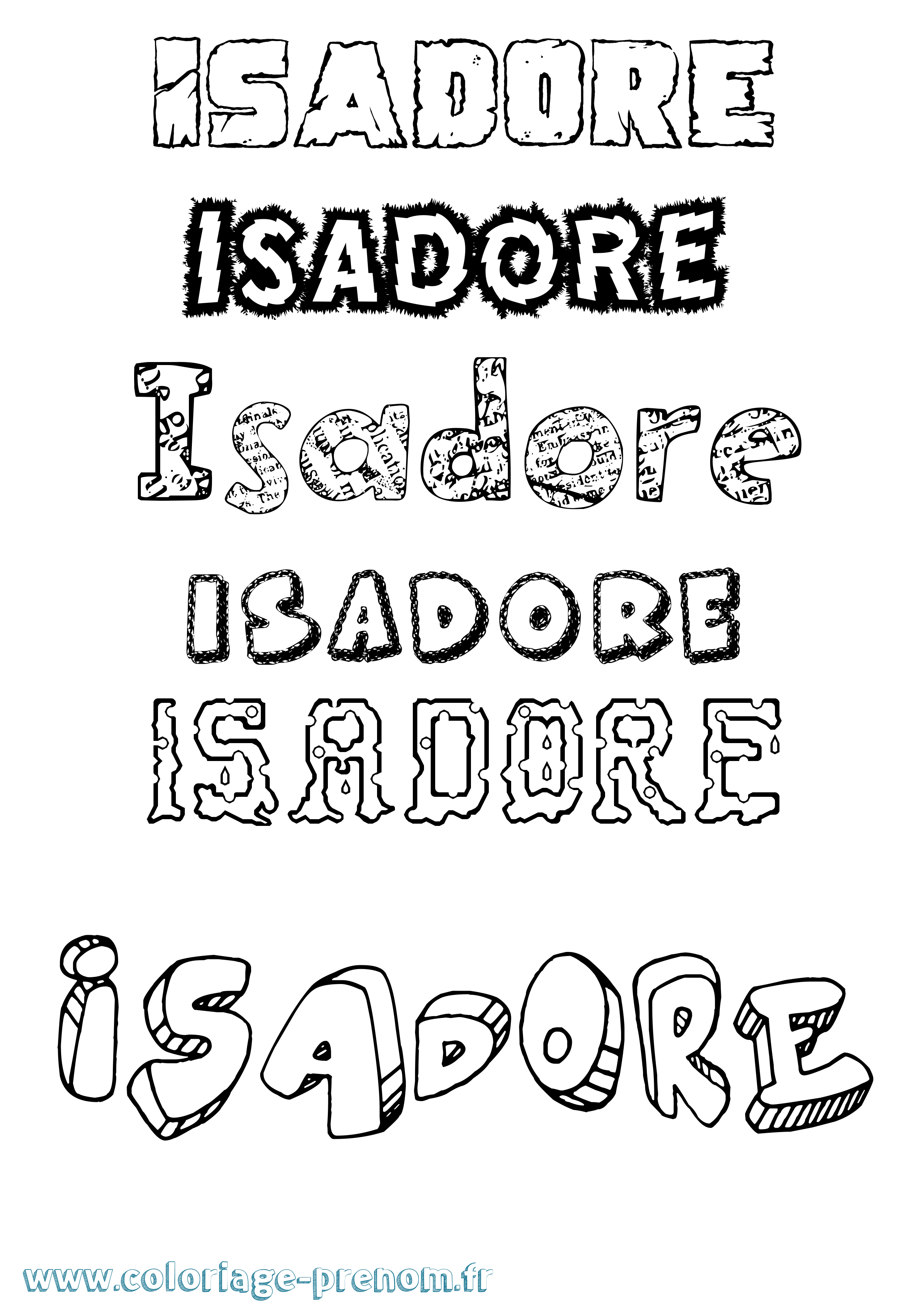 Coloriage Isadore Destructuré Coloriage prénom Isadore Destructuré