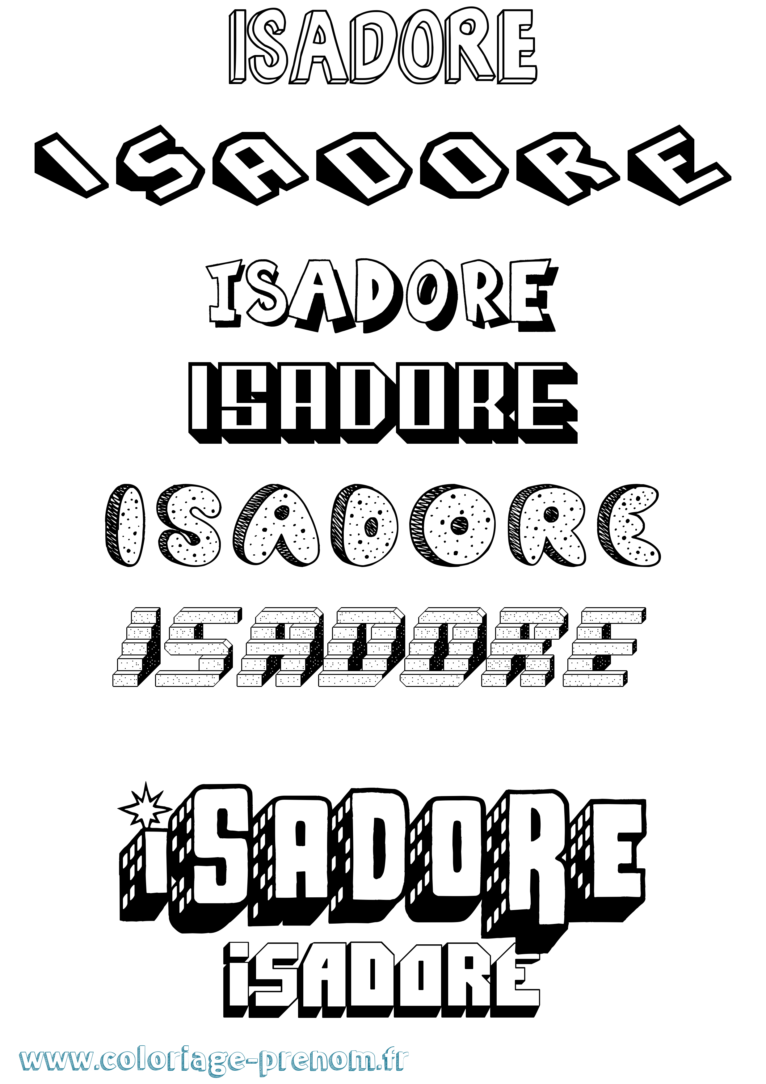 Coloriage Isadore Effet 3D Coloriage prénom Isadore Effet 3D