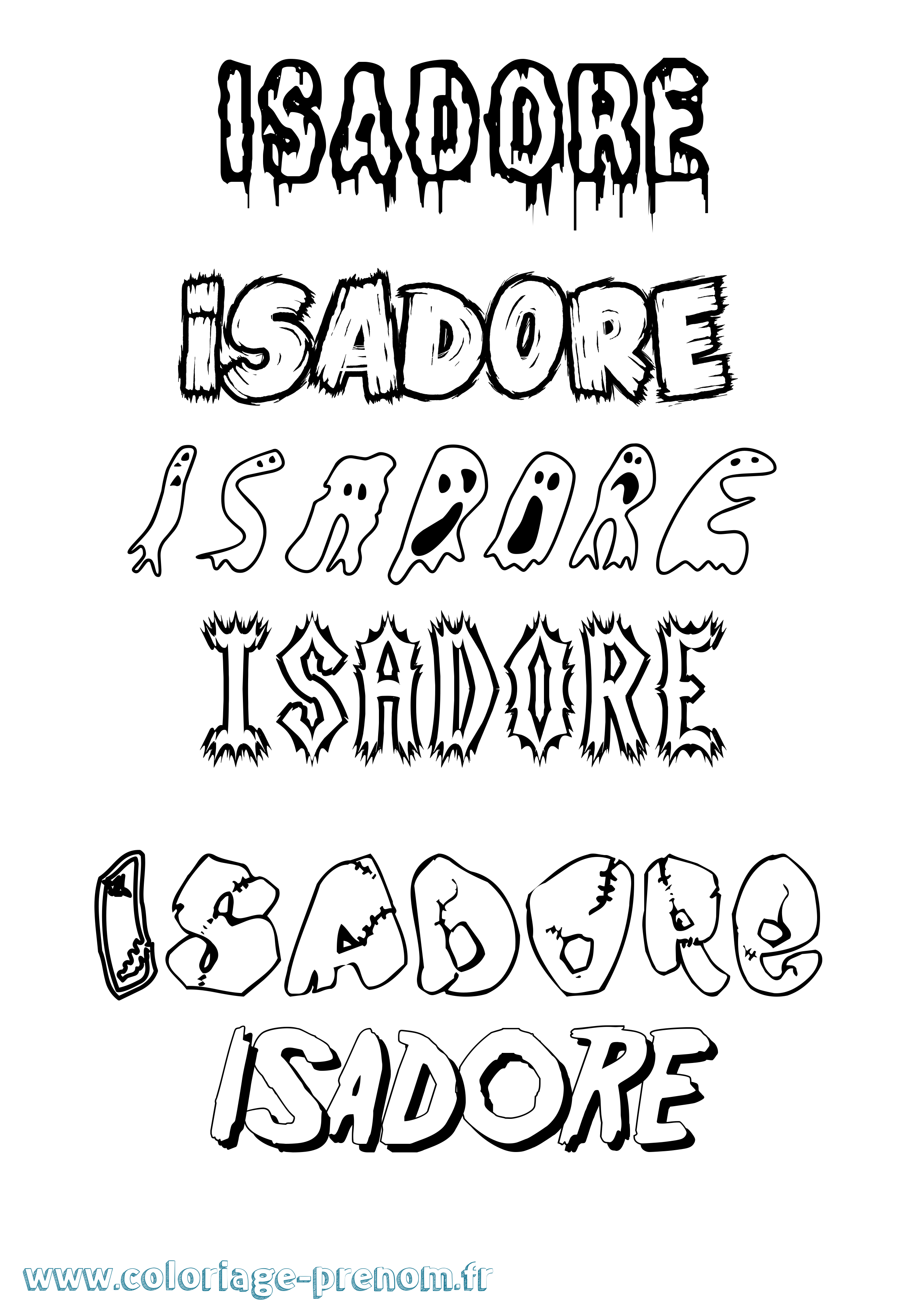 Coloriage Isadore Frisson Coloriage prénom Isadore Frisson