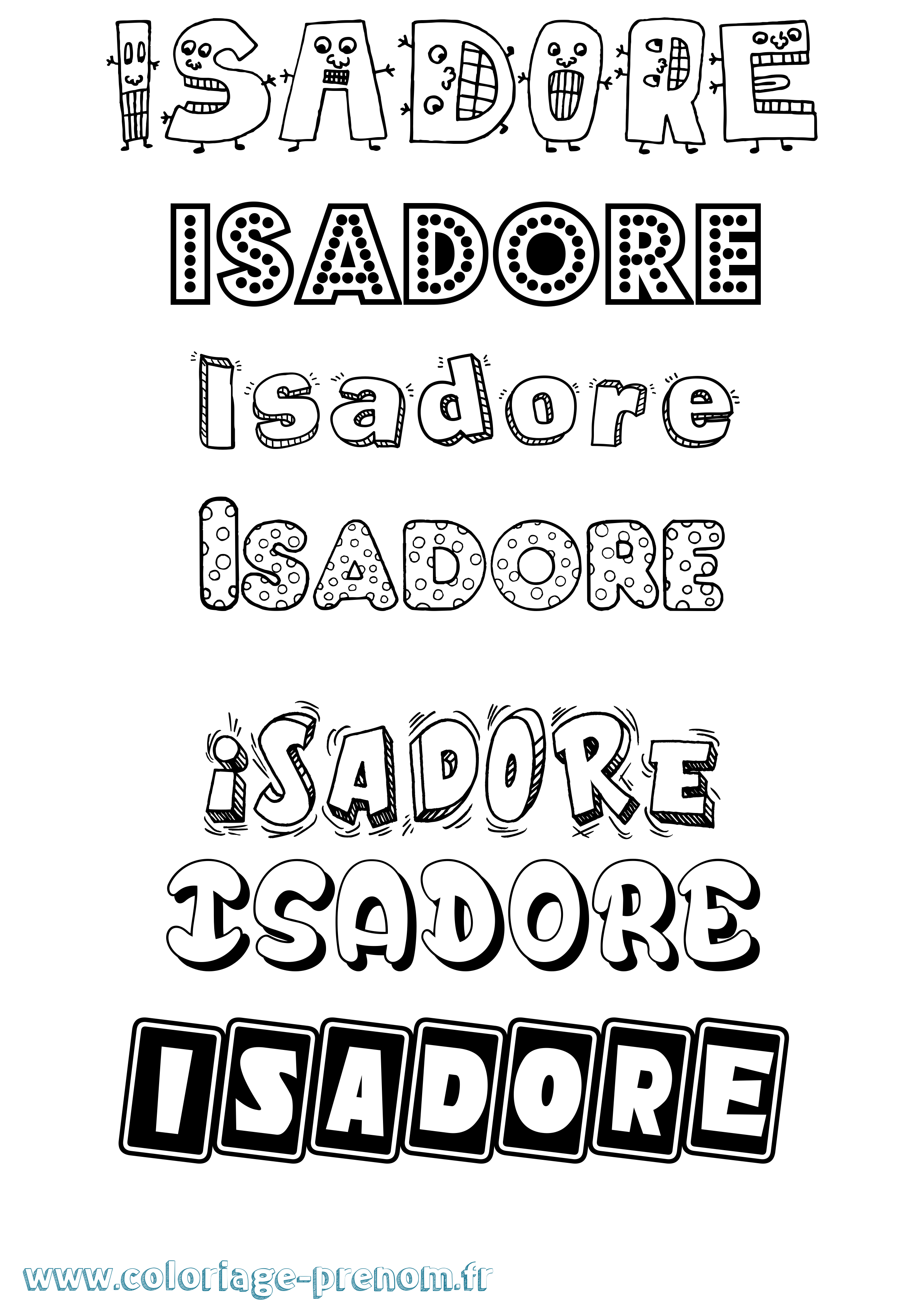 Coloriage prénom Isadore Fun