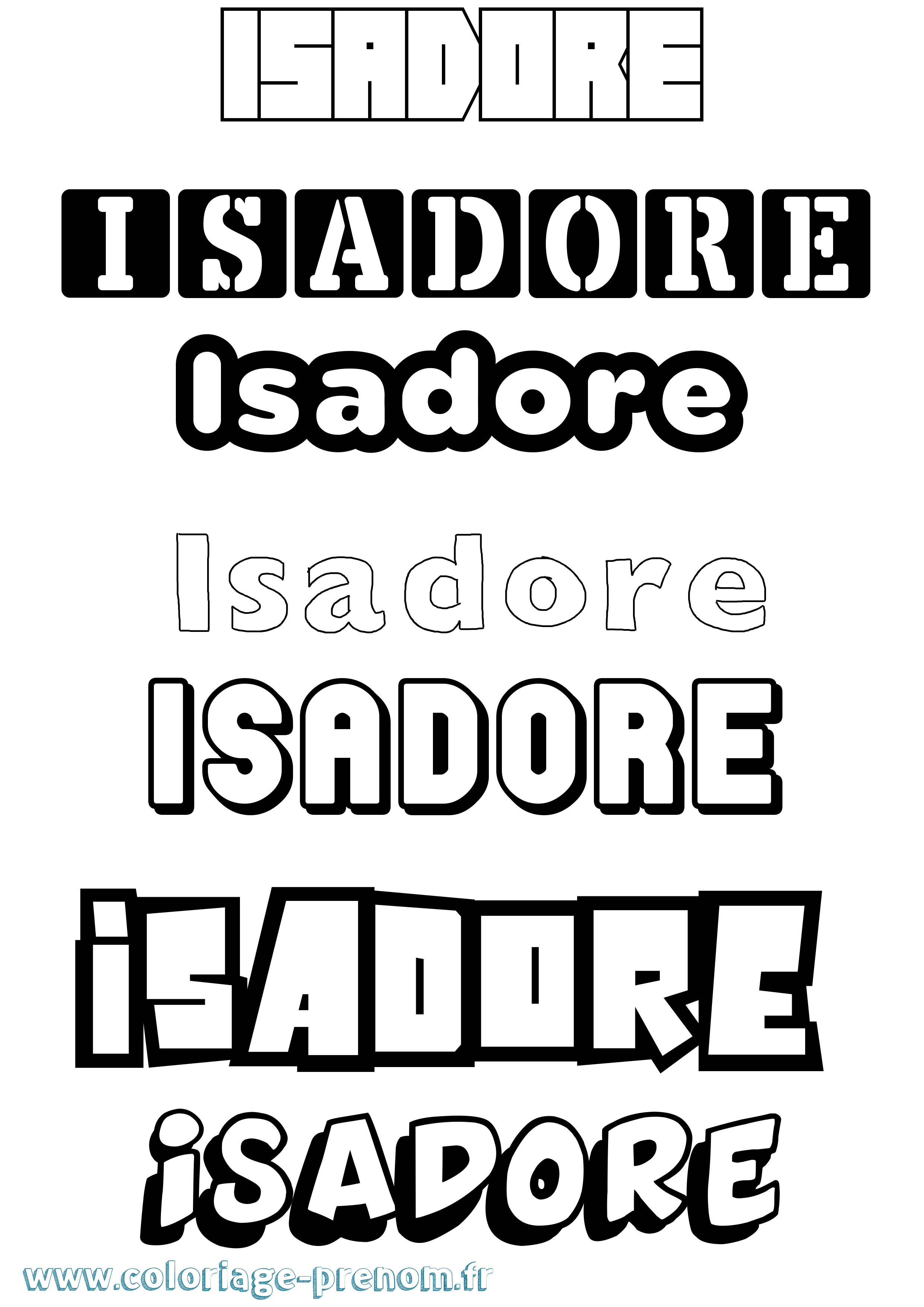 Coloriage prénom Isadore Simple