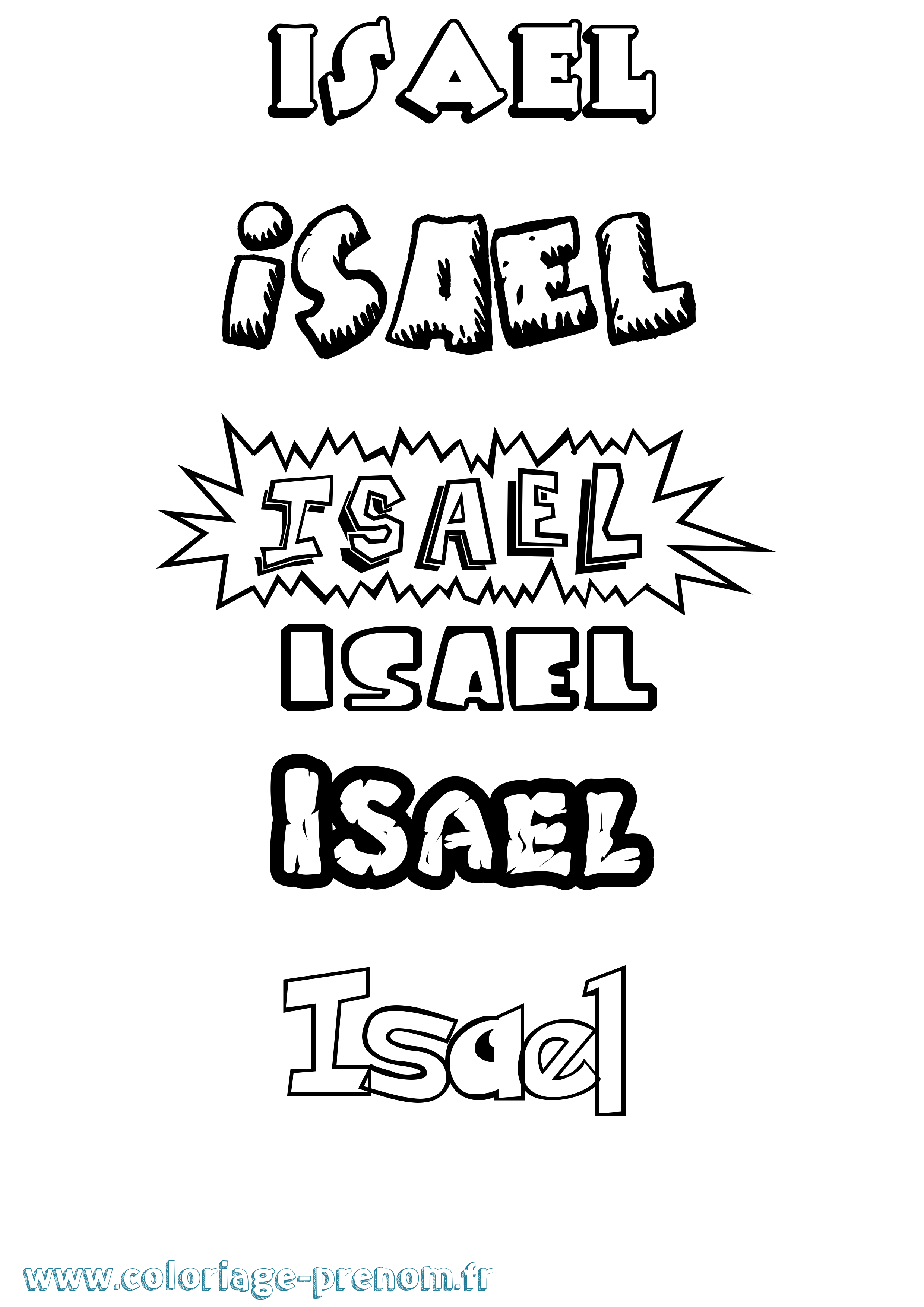 Coloriage Isael Dessin Animé Coloriage prénom Isael Dessin Animé