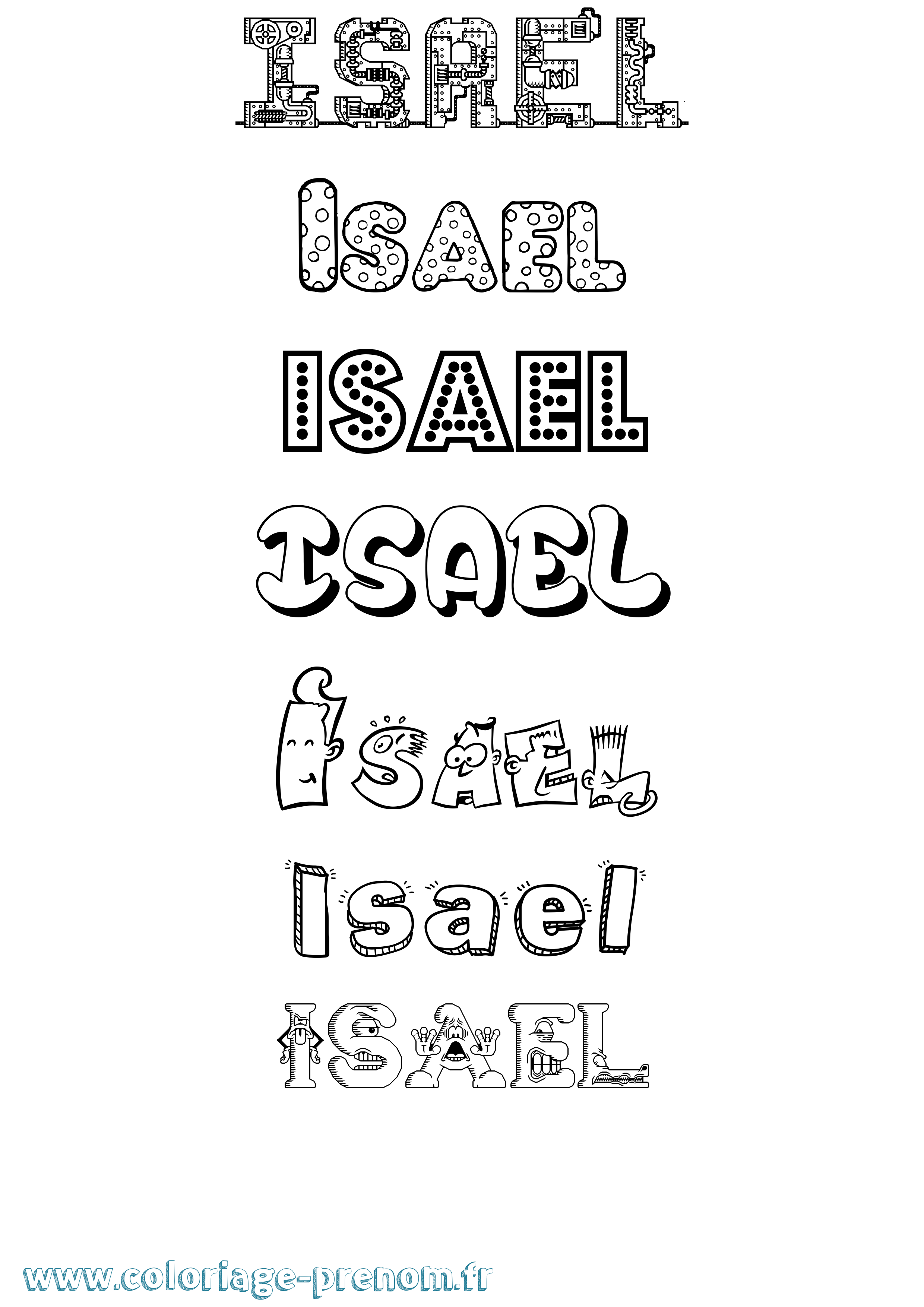 Coloriage prénom Isael Fun