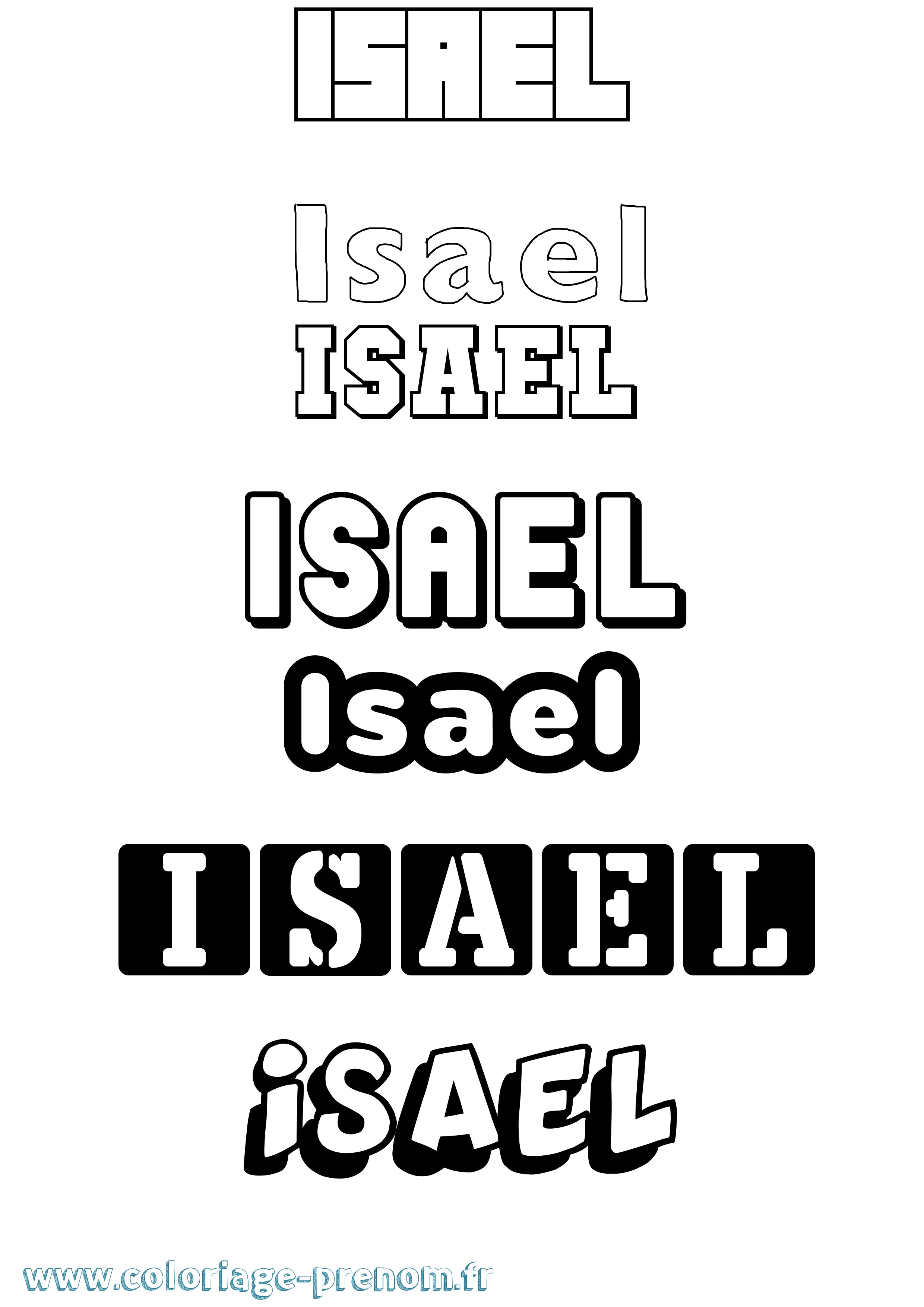 Coloriage prénom Isael Simple