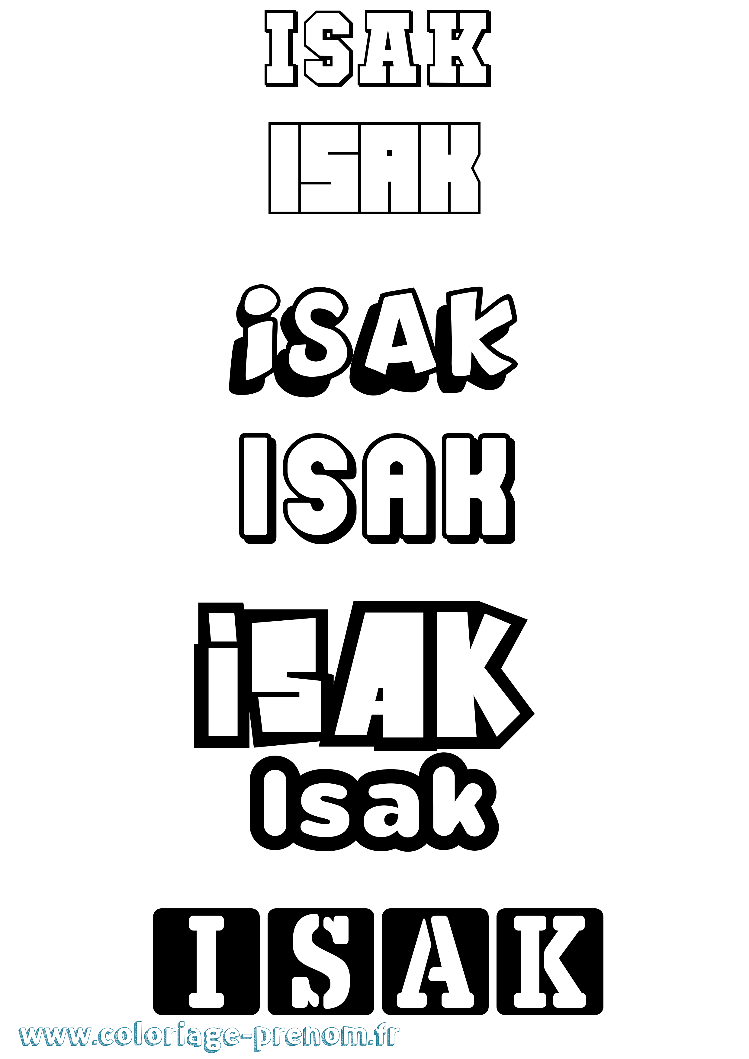 Coloriage prénom Isak Simple