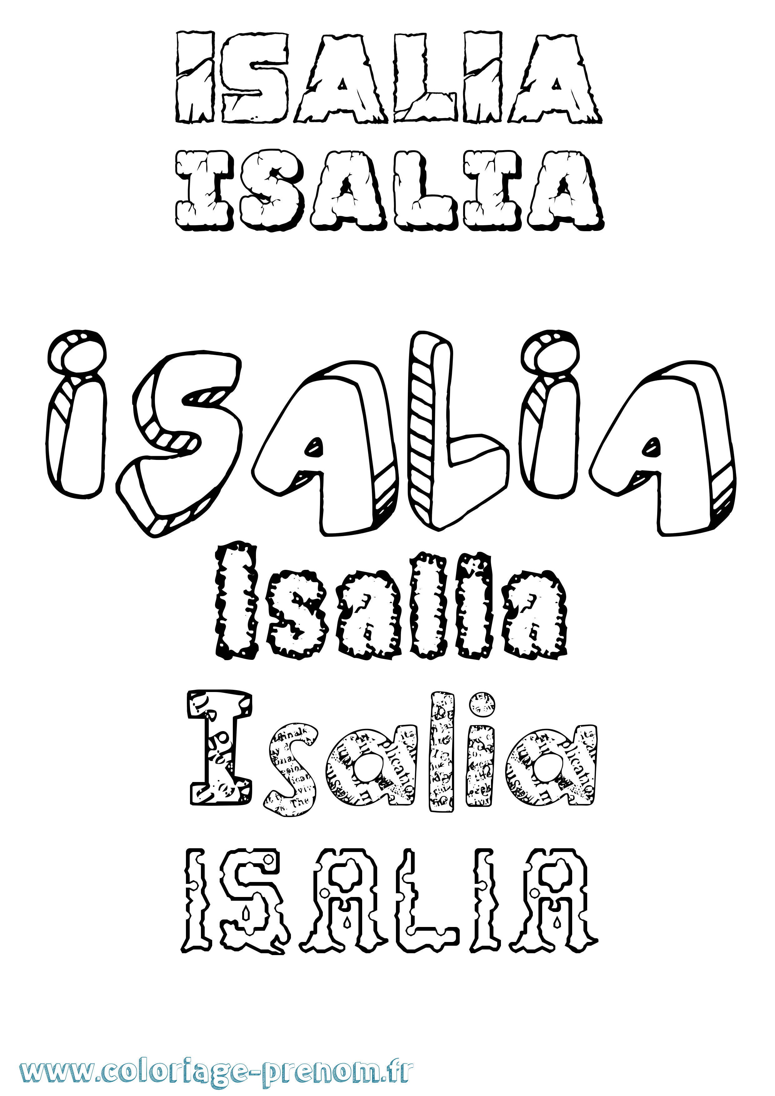 Coloriage prénom Isalia Destructuré