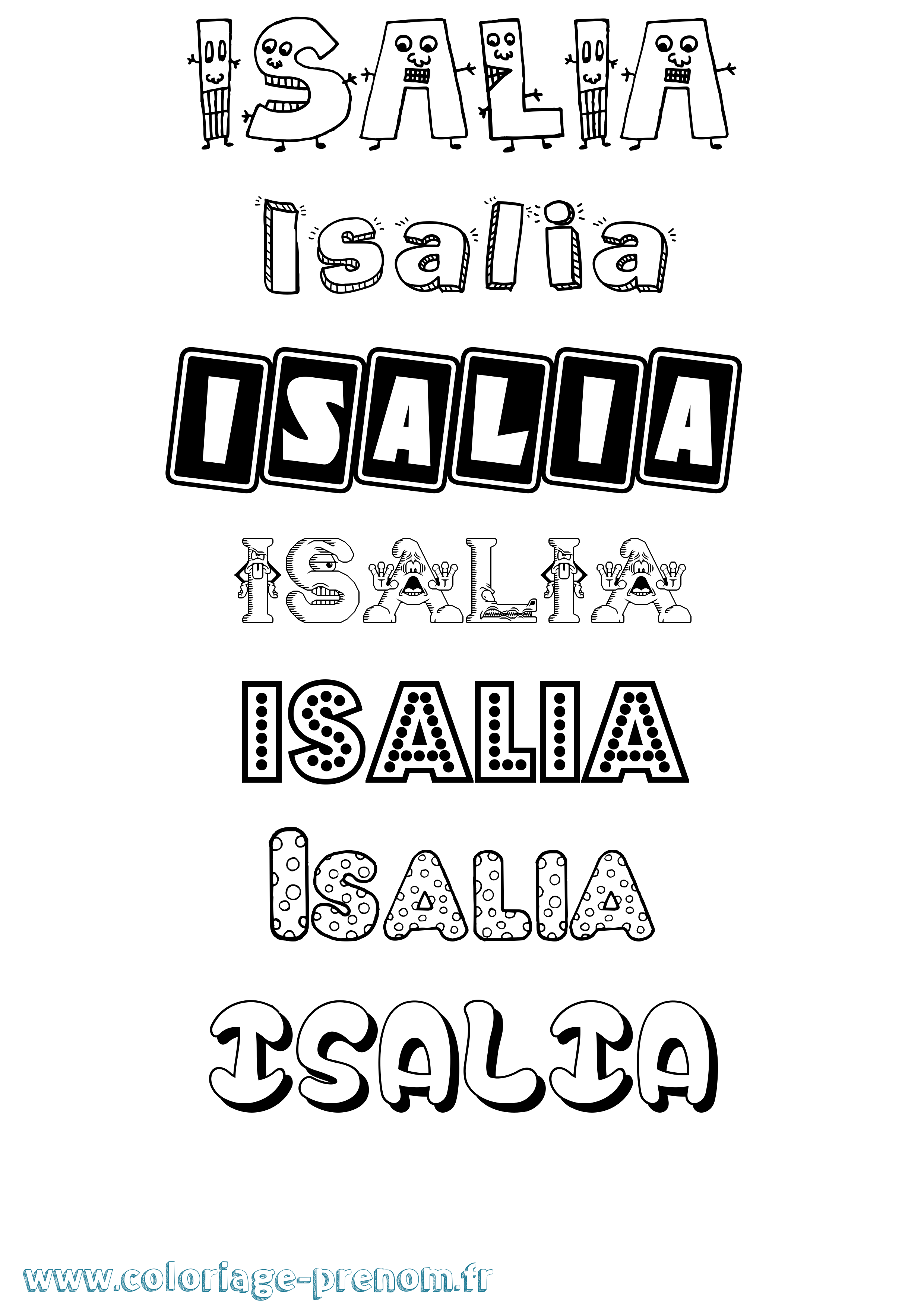 Coloriage prénom Isalia Fun