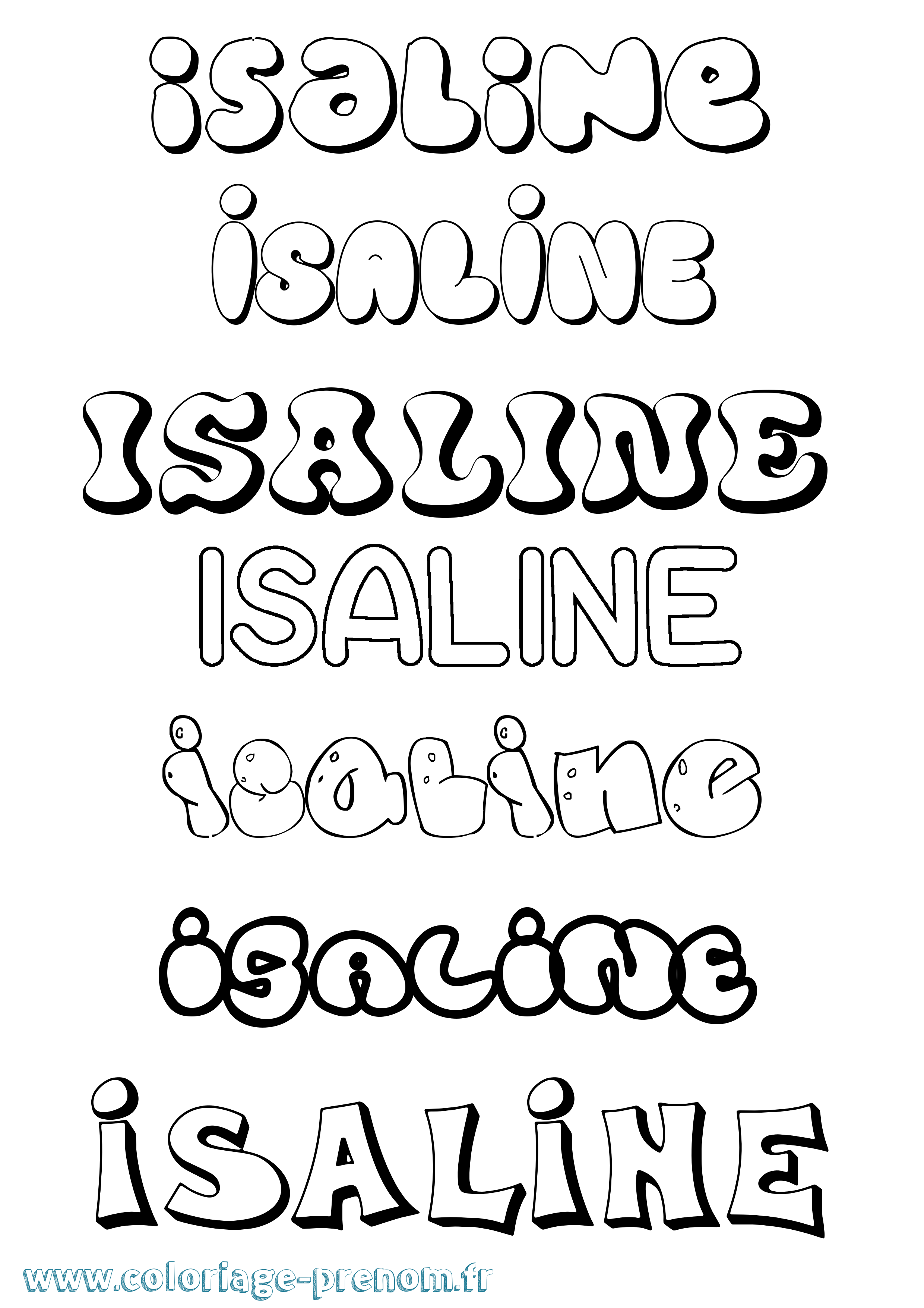 Coloriage prénom Isaline Bubble