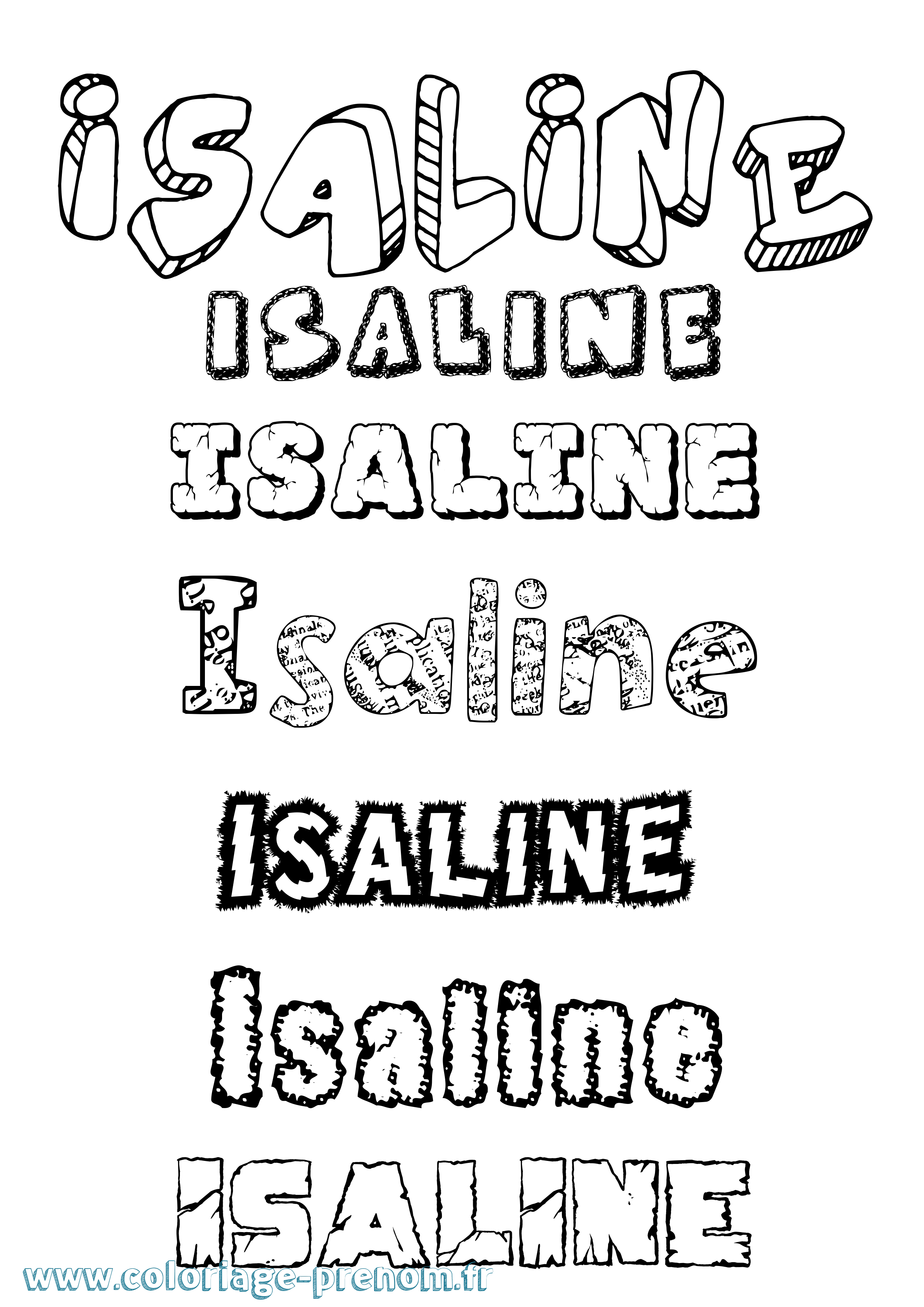 Coloriage prénom Isaline Destructuré