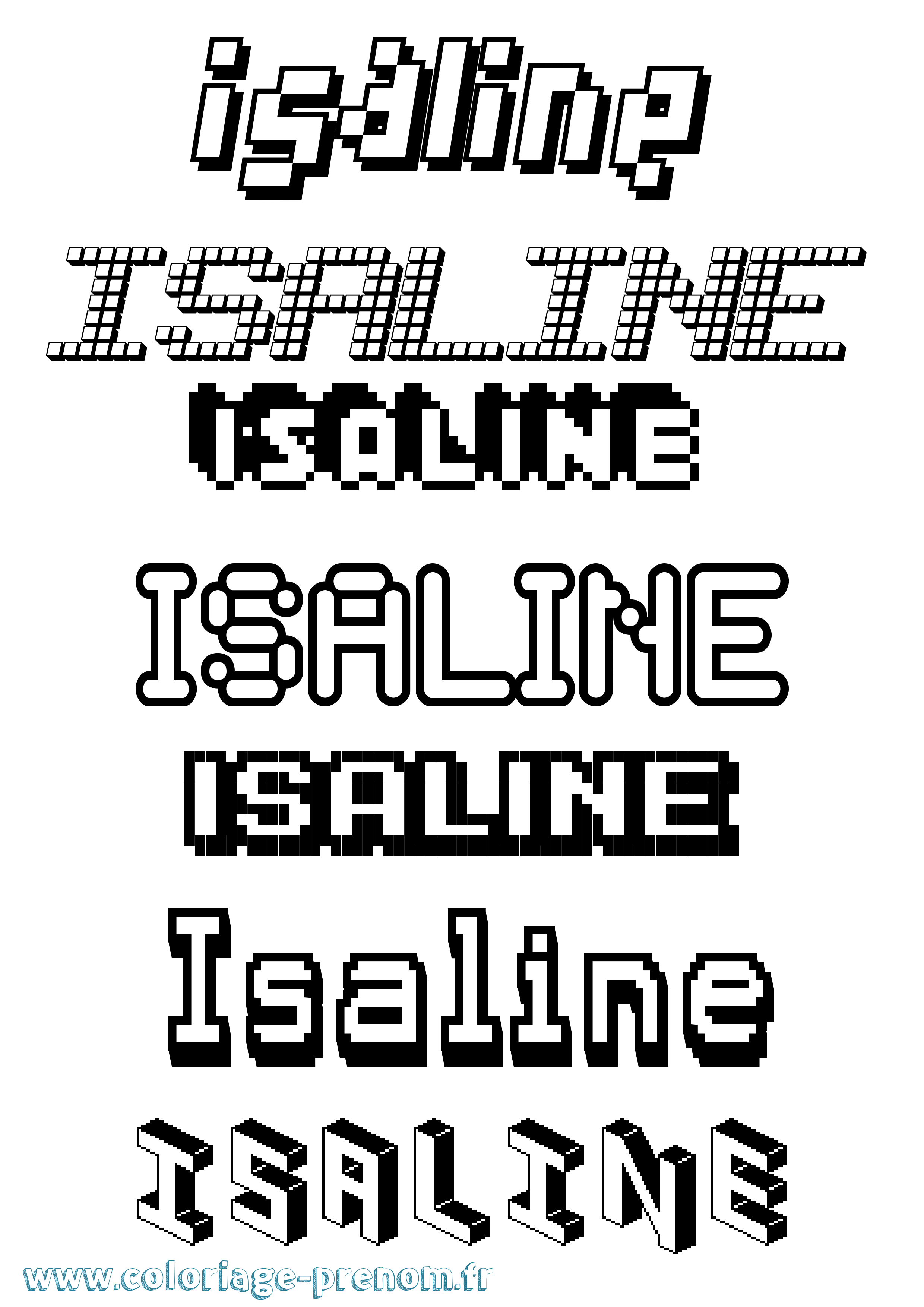 Coloriage prénom Isaline Pixel
