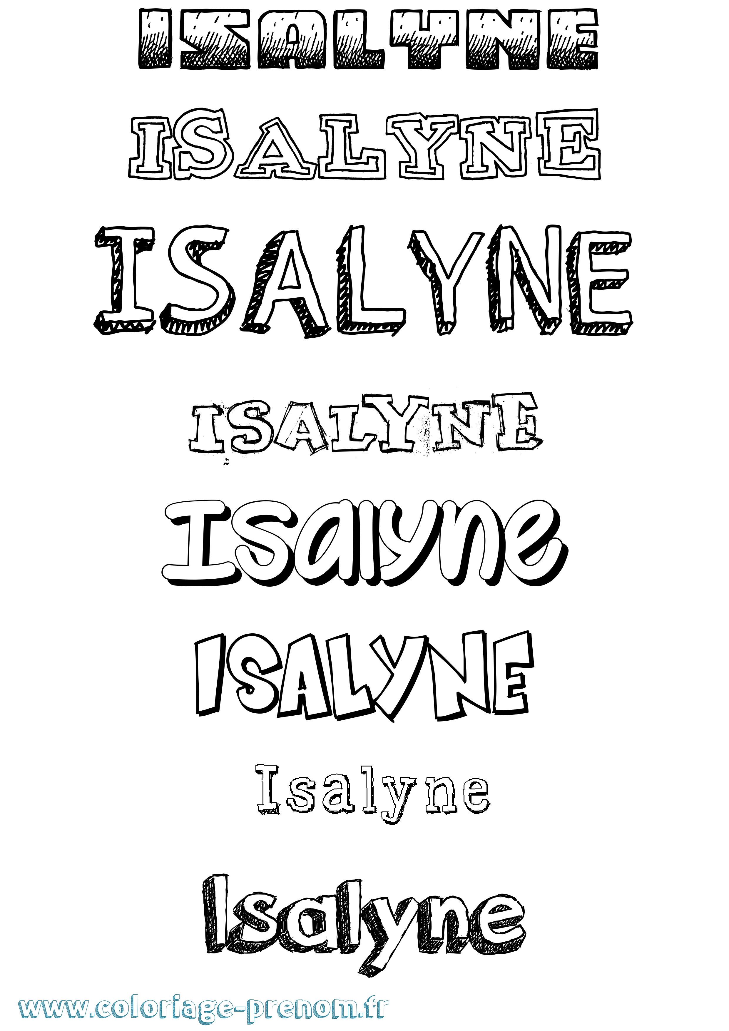 Coloriage prénom Isalyne Dessiné