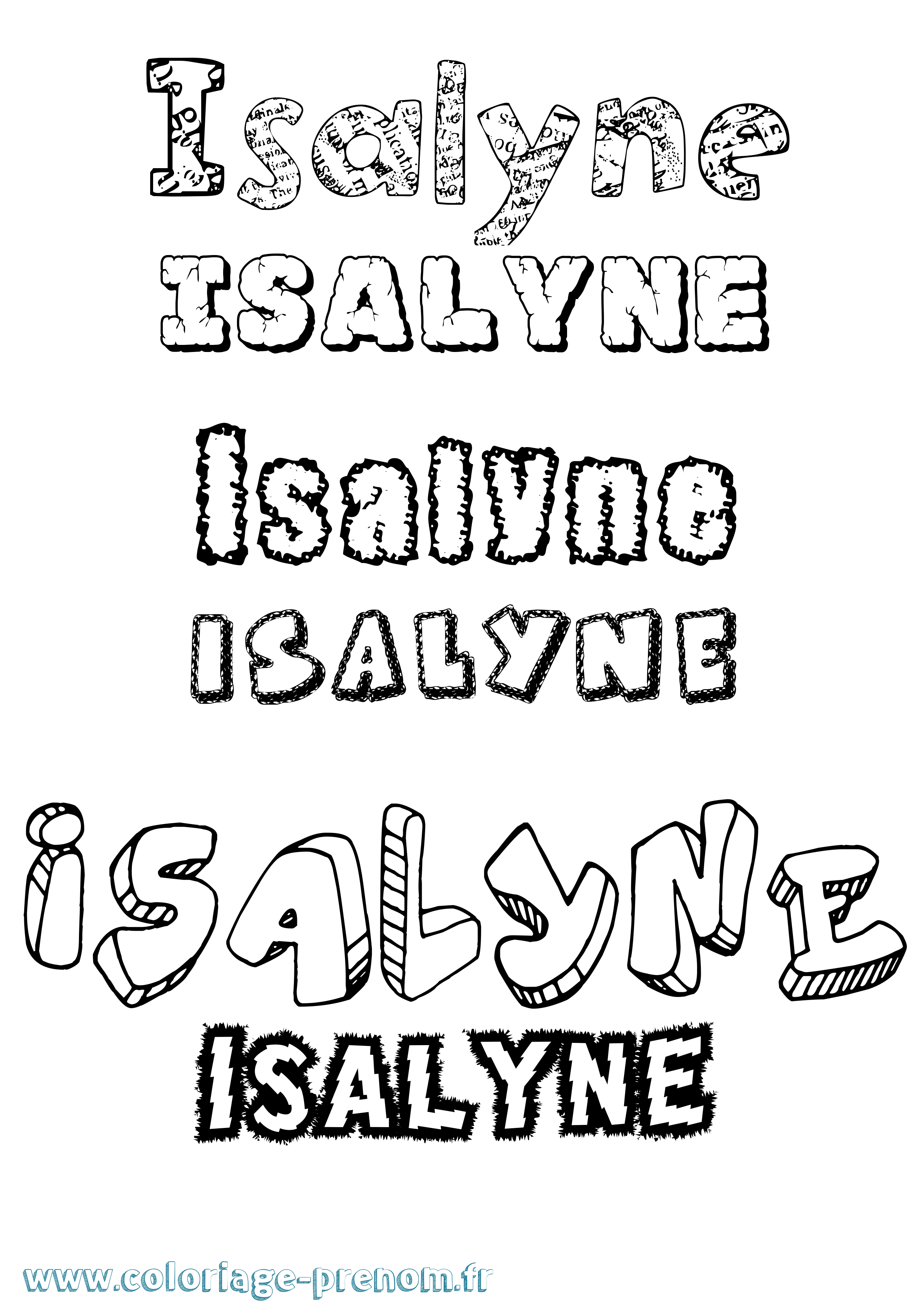 Coloriage prénom Isalyne Destructuré