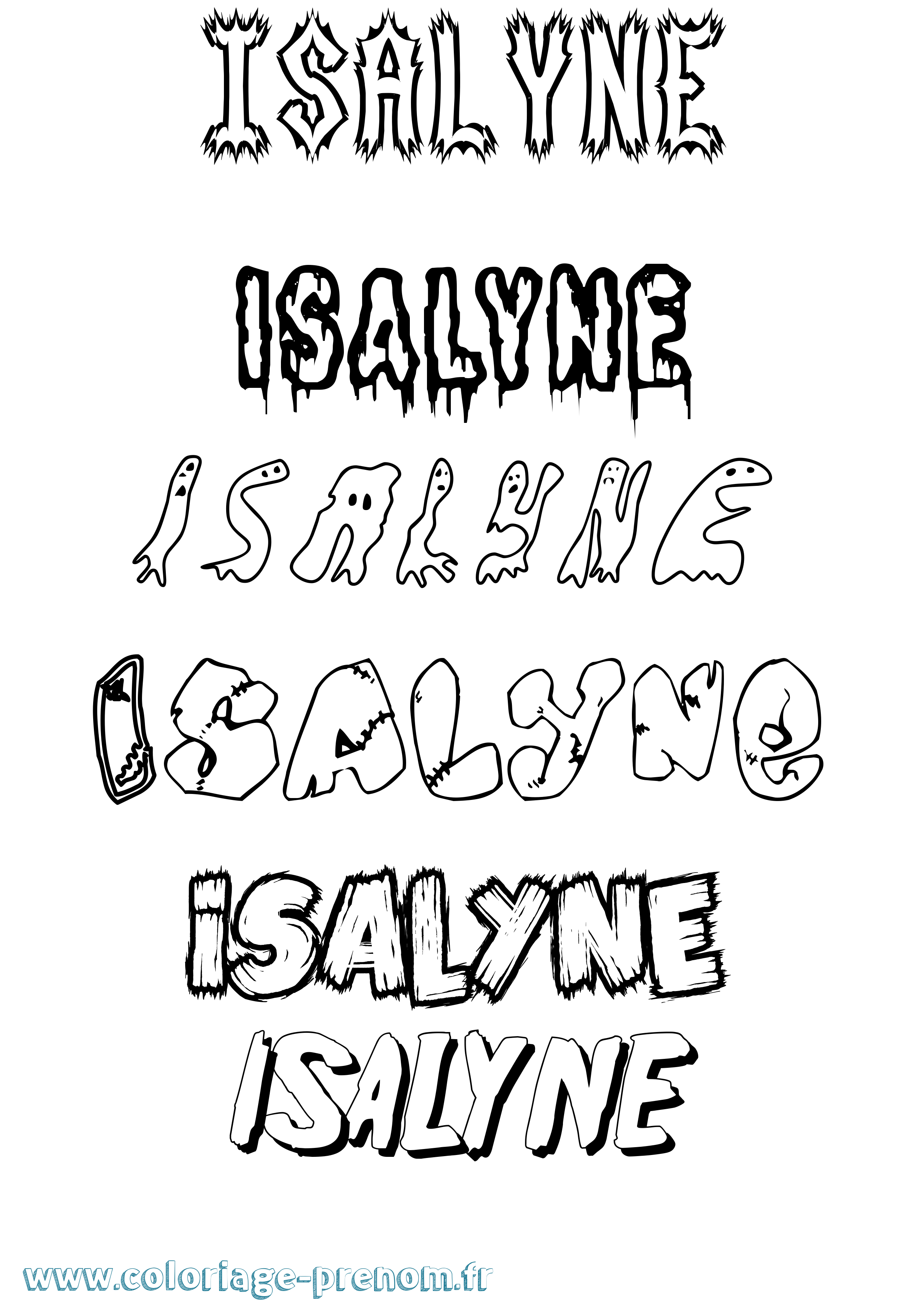 Coloriage prénom Isalyne Frisson