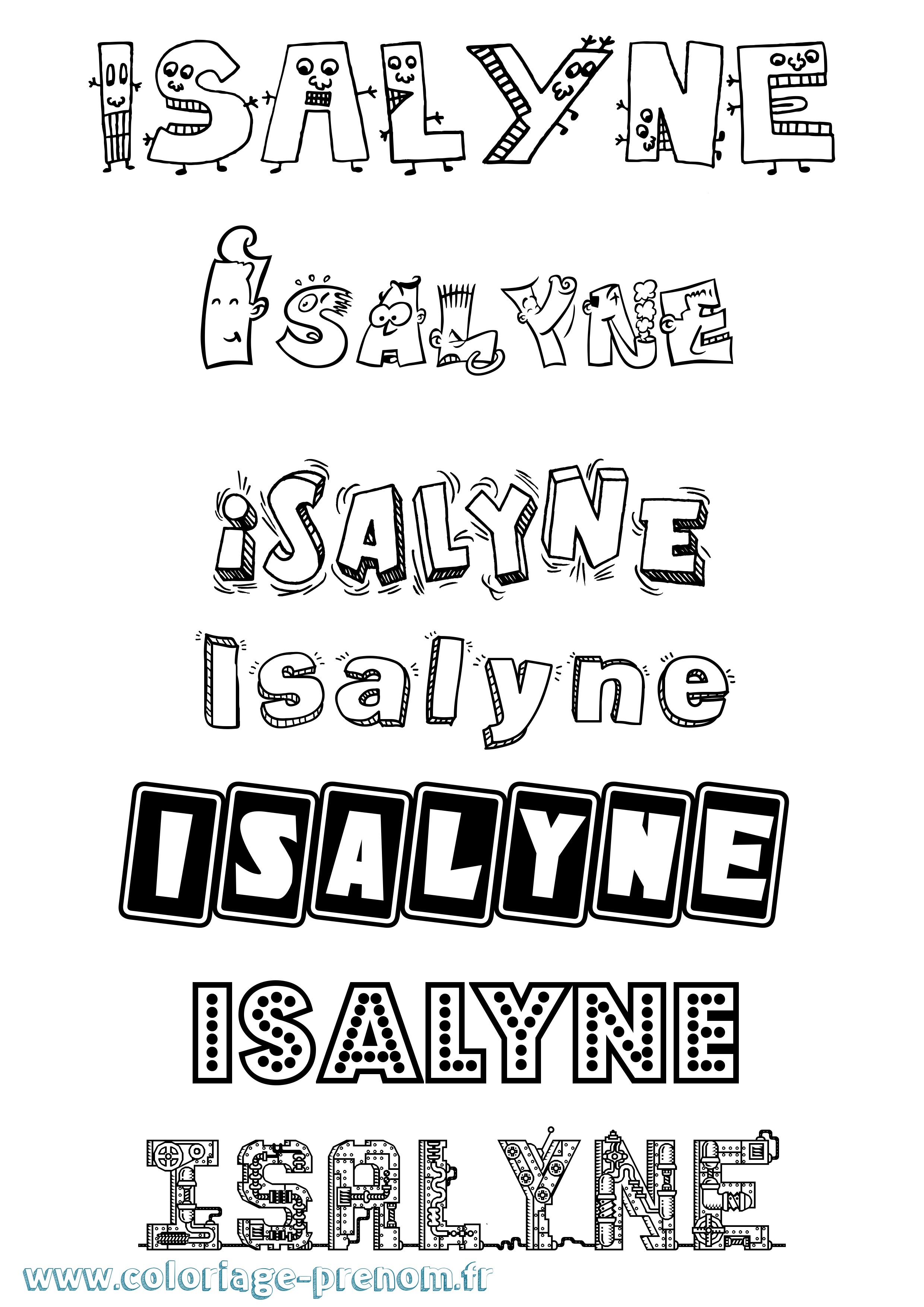 Coloriage prénom Isalyne Fun