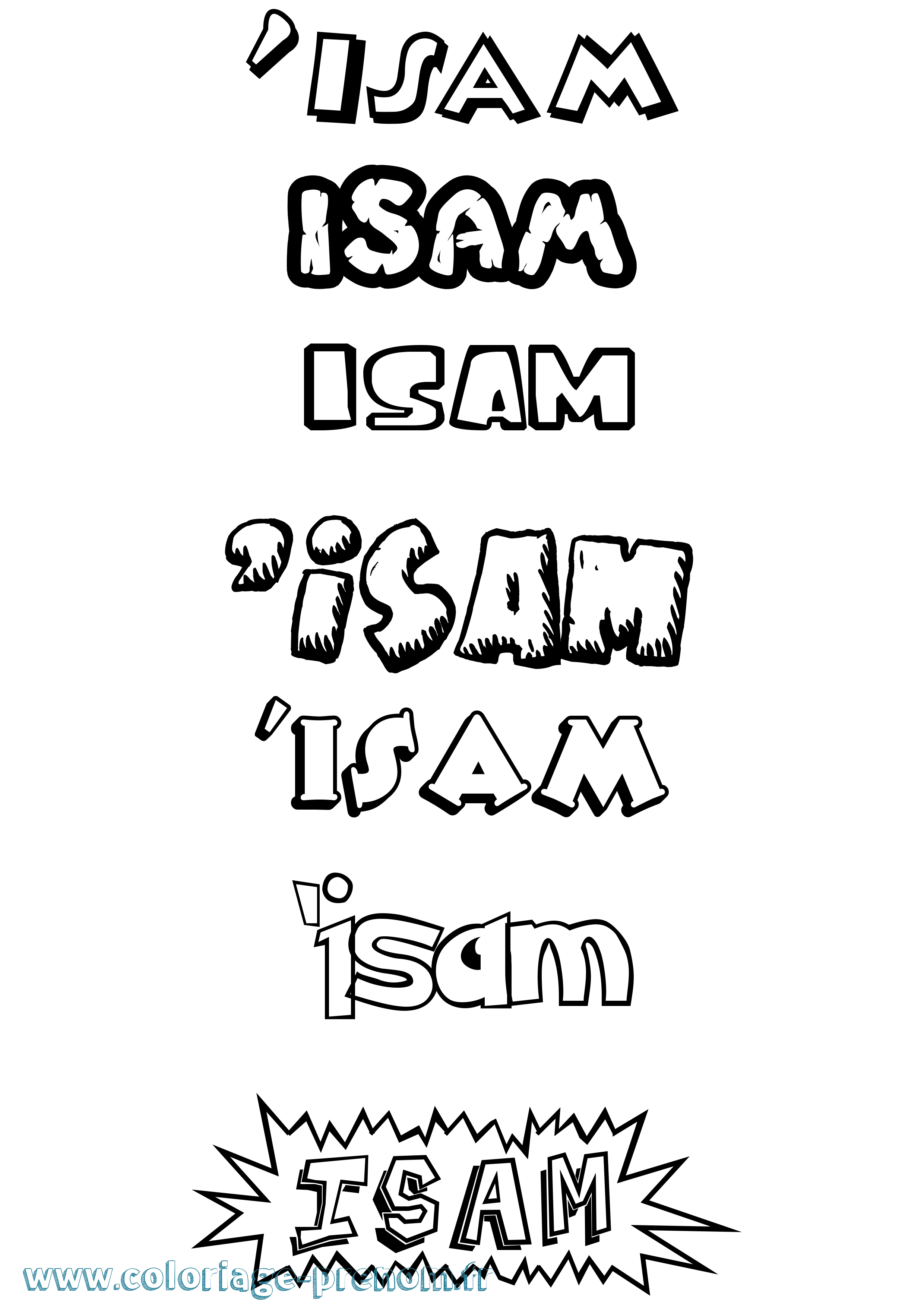 Coloriage prénom 'Isam Dessin Animé