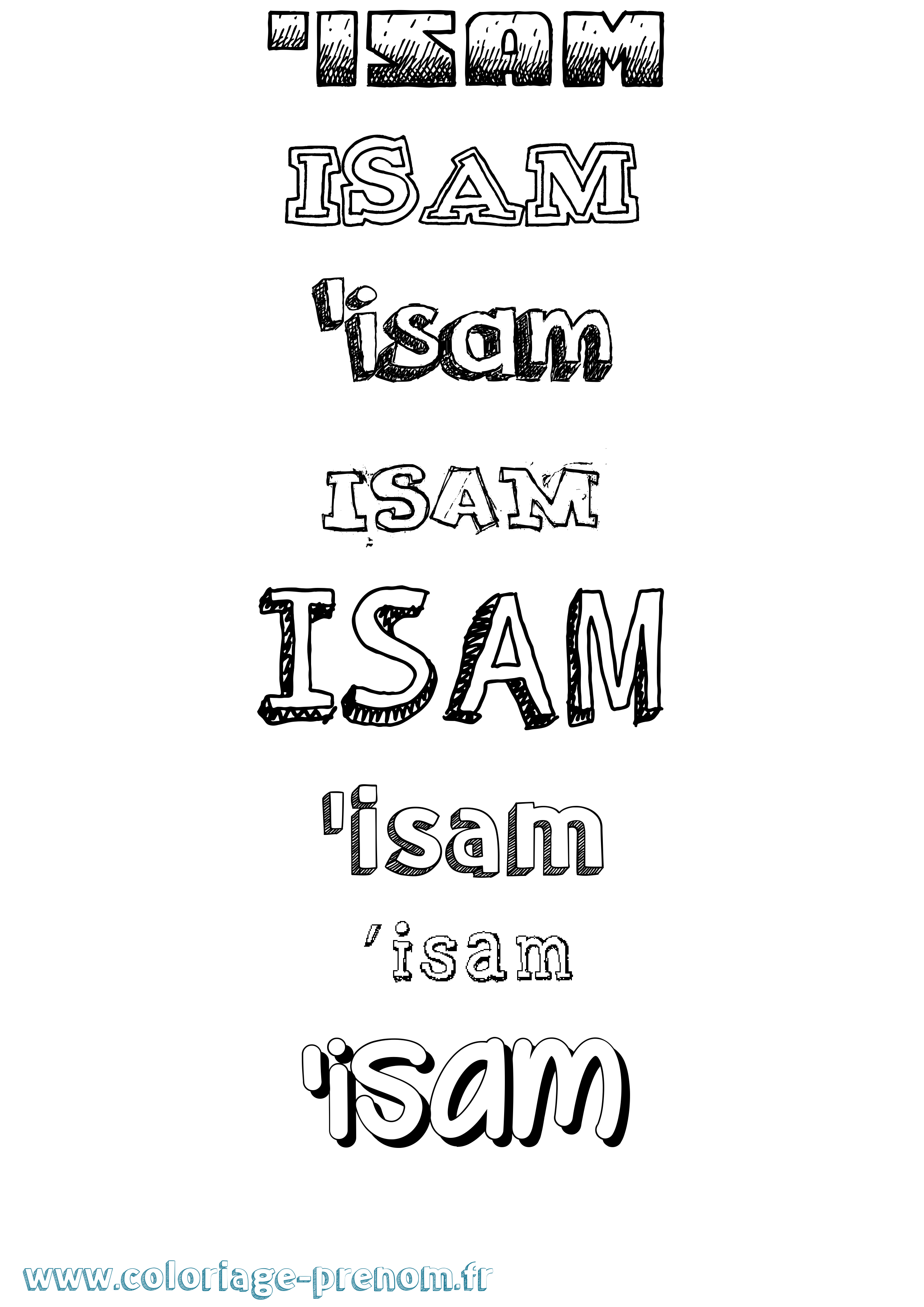 Coloriage prénom 'Isam Dessiné