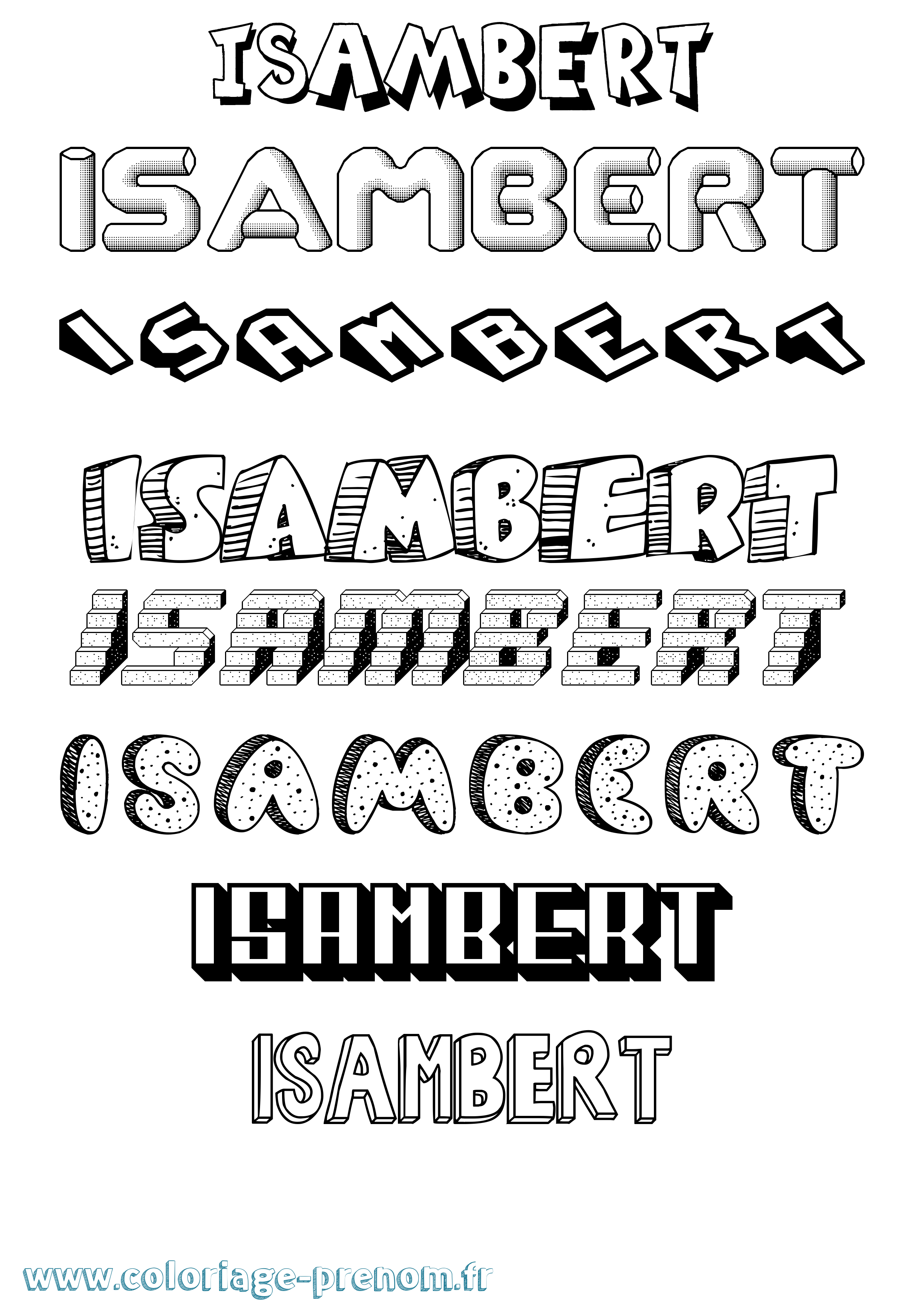 Coloriage prénom Isambert Effet 3D