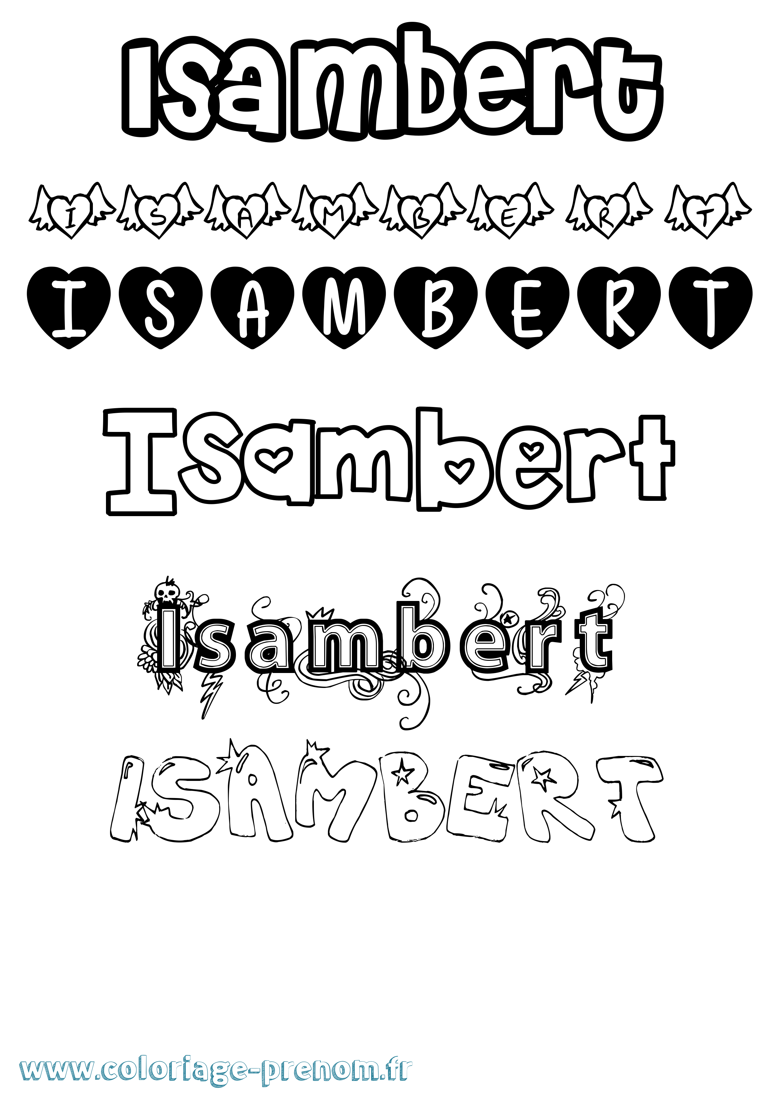Coloriage prénom Isambert Girly