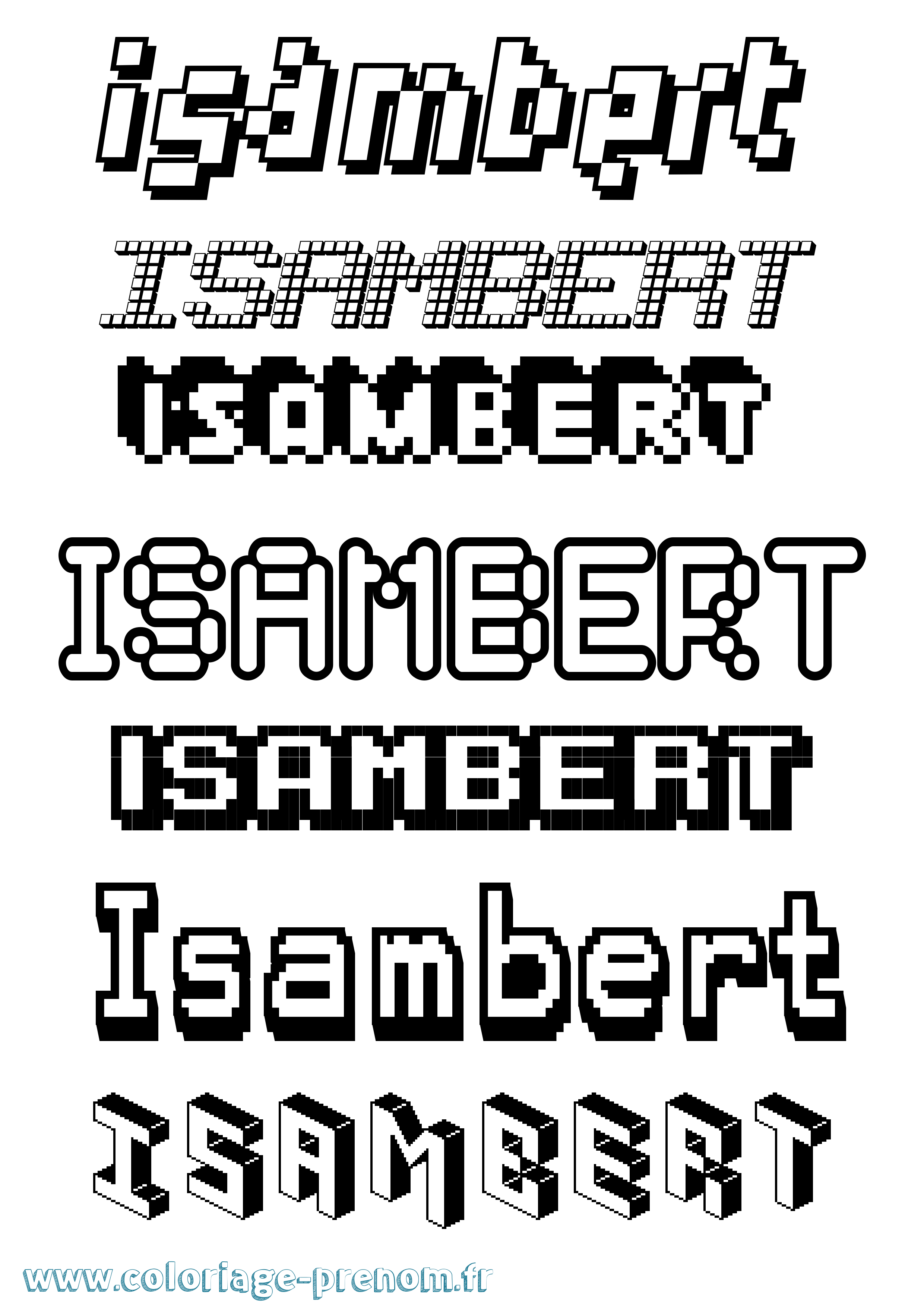Coloriage prénom Isambert Pixel