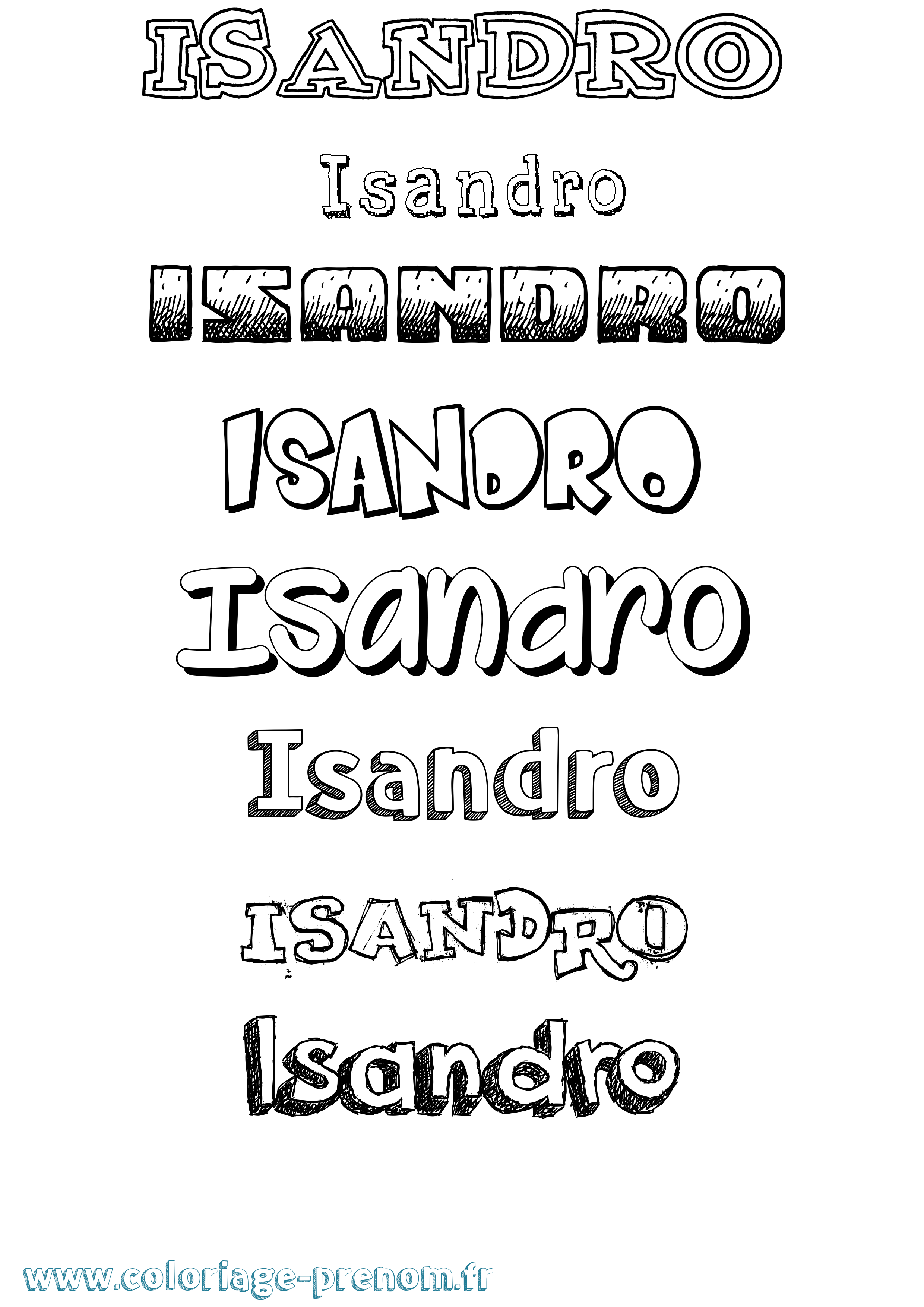 Coloriage prénom Isandro Dessiné