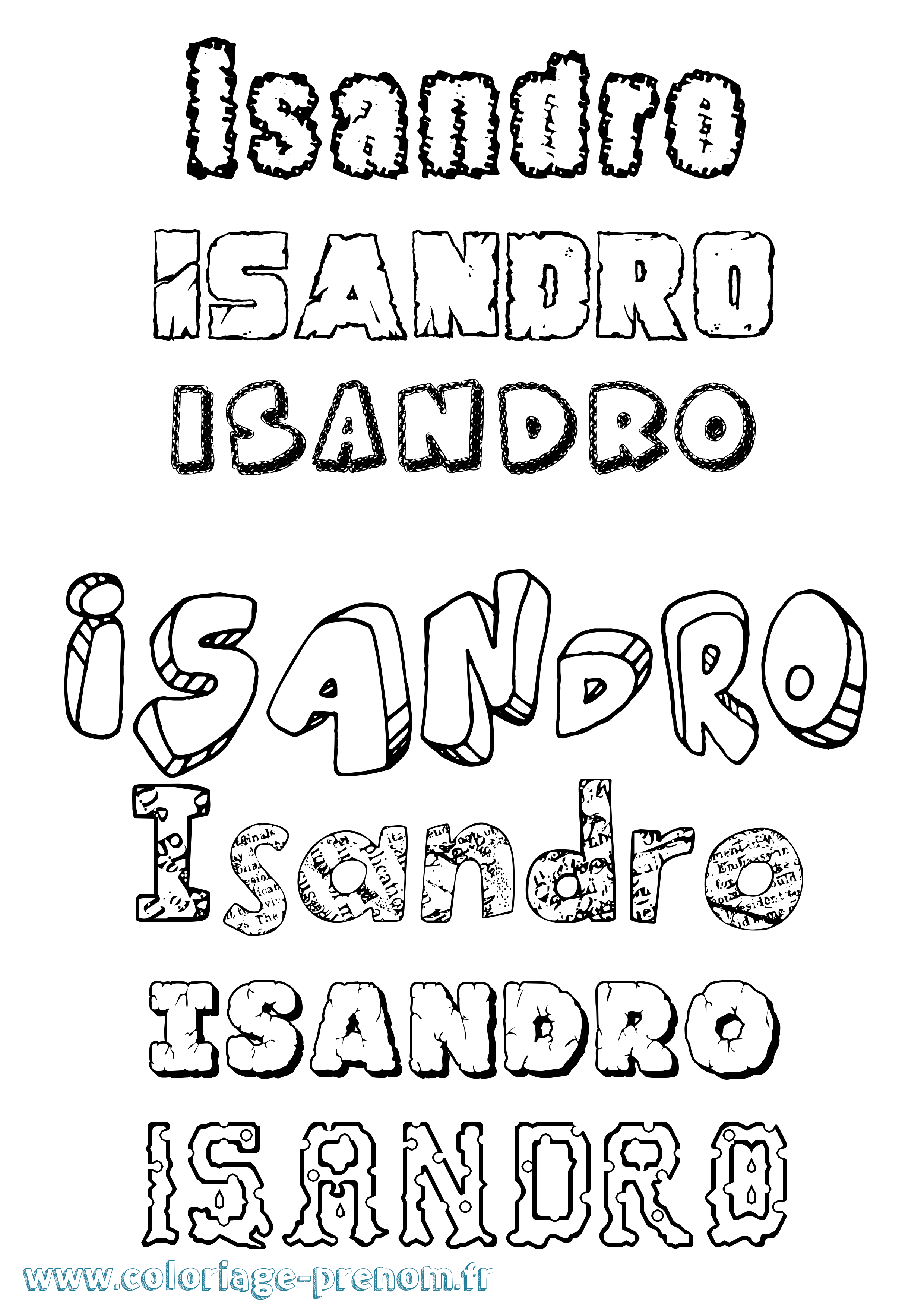 Coloriage prénom Isandro Destructuré