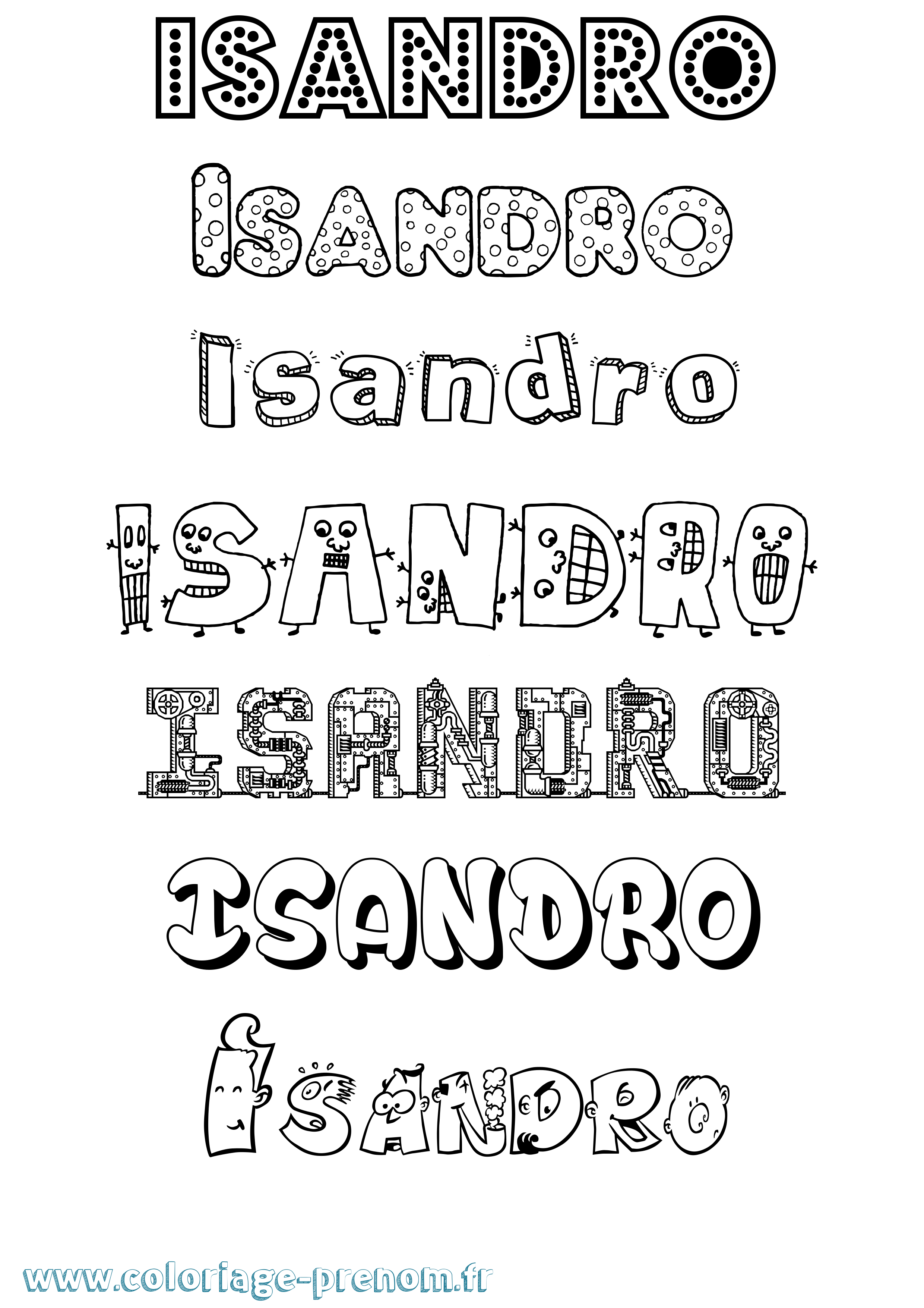 Coloriage prénom Isandro Fun
