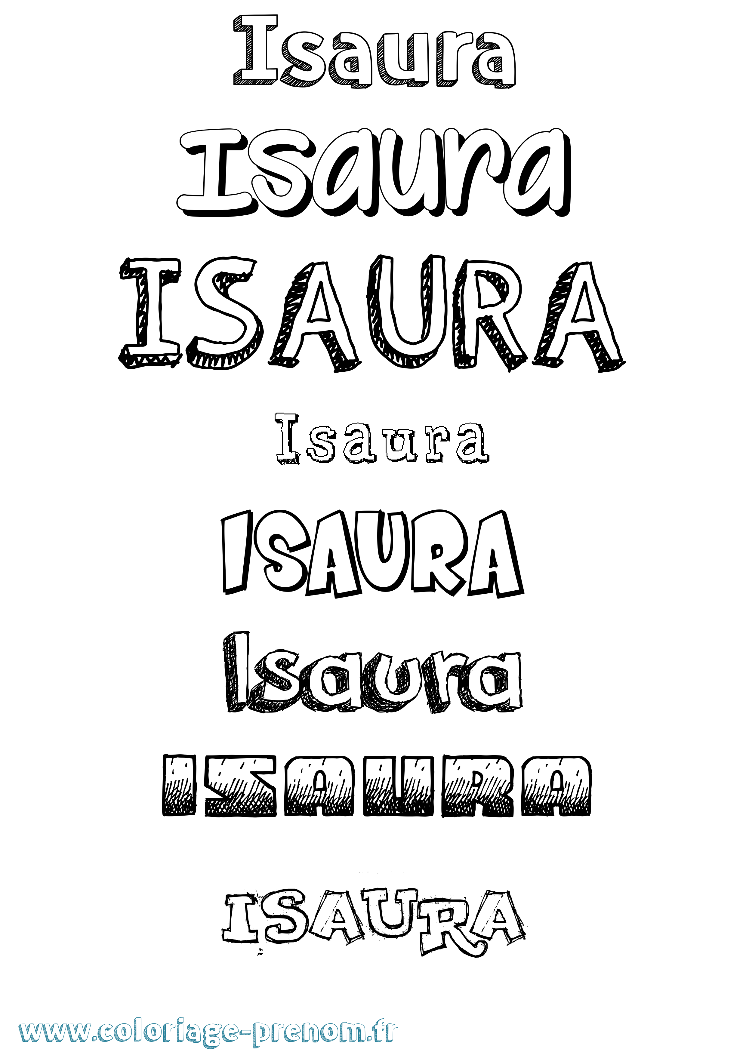 Coloriage prénom Isaura Dessiné