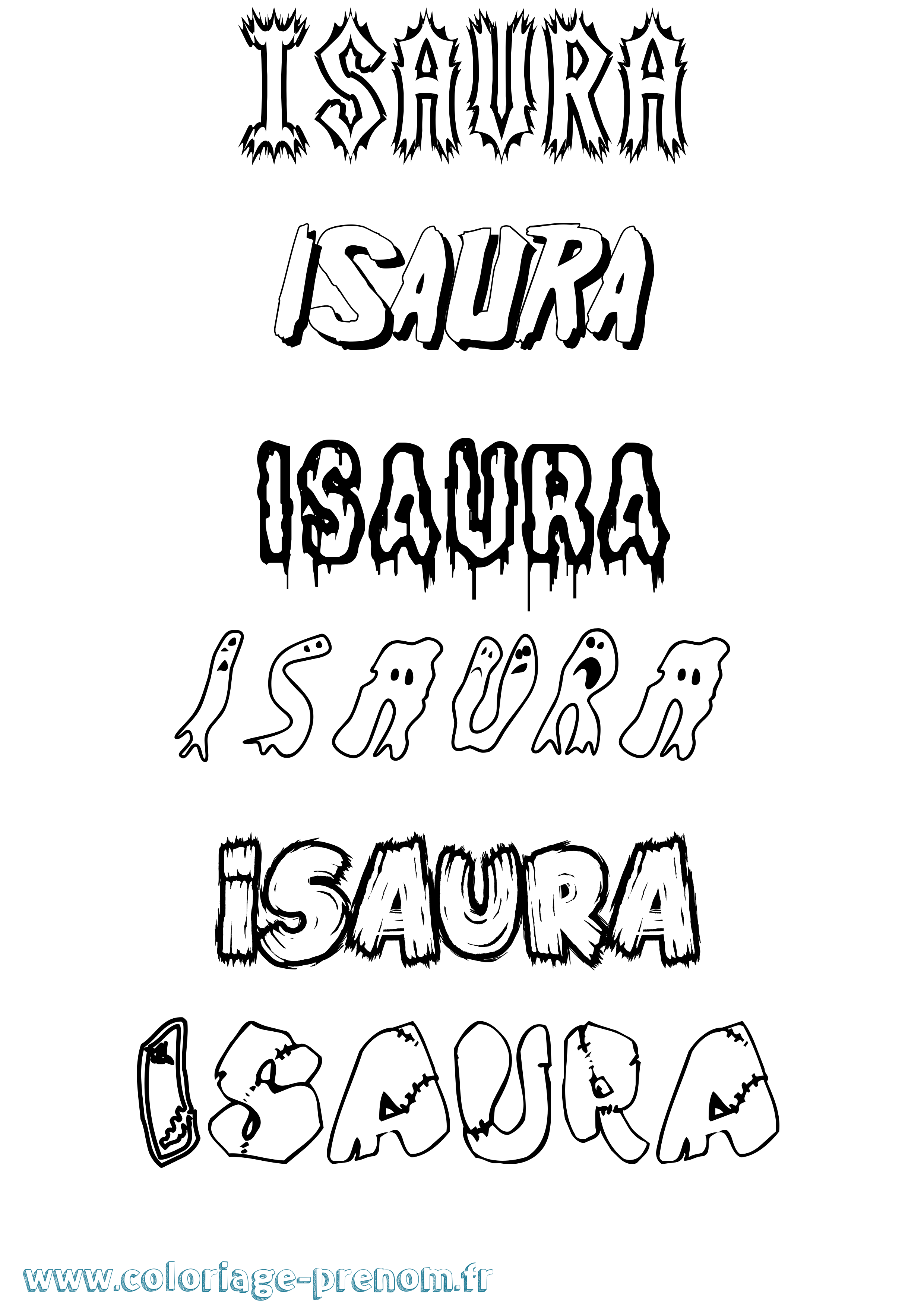 Coloriage prénom Isaura Frisson