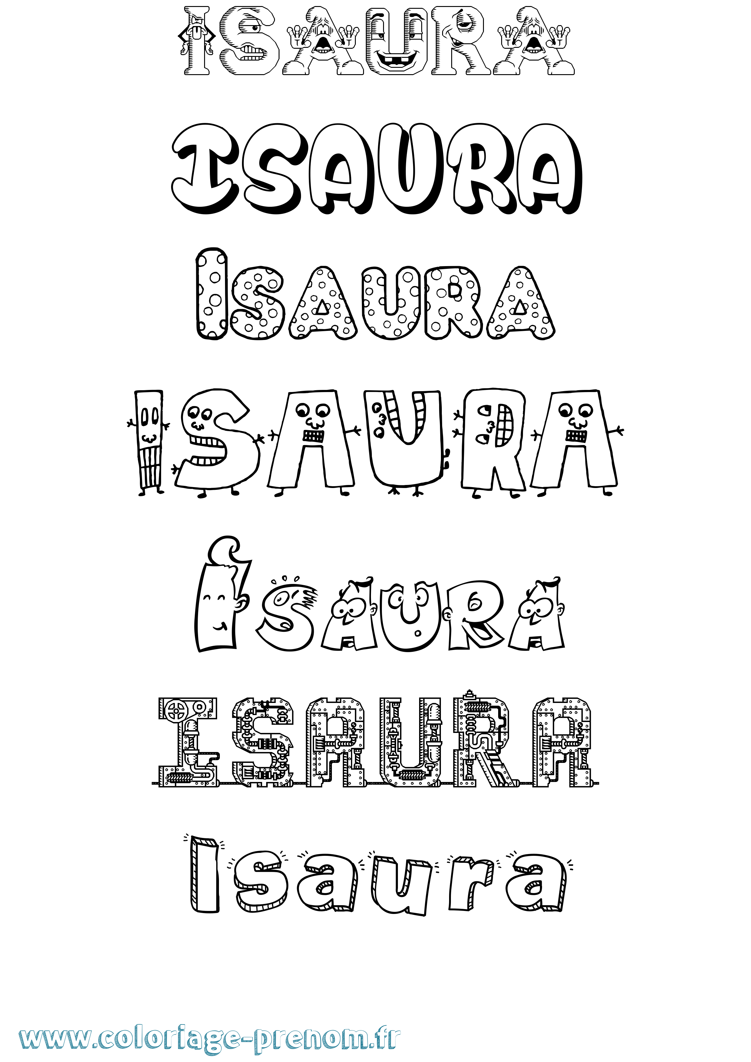 Coloriage prénom Isaura Fun