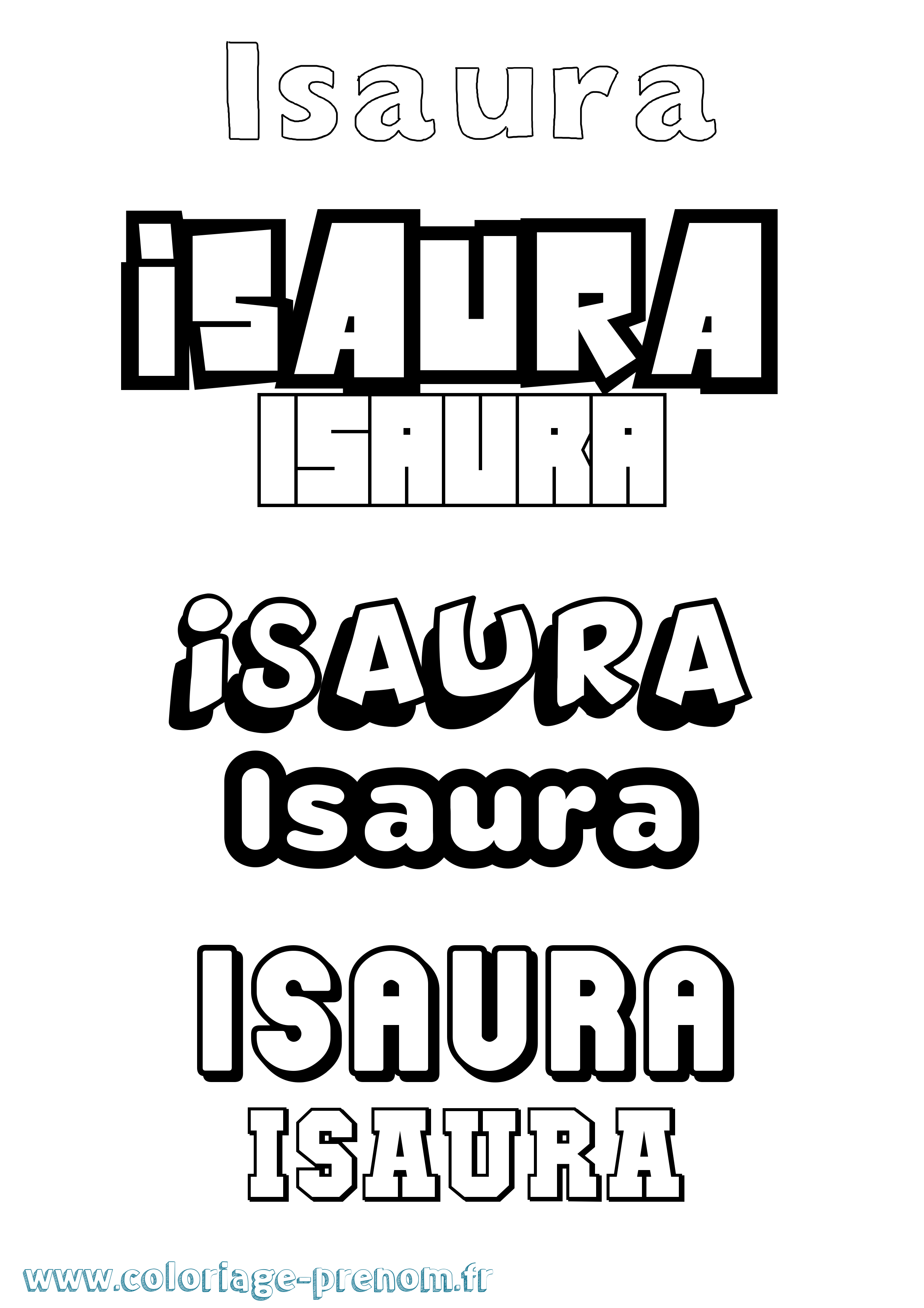 Coloriage prénom Isaura Simple