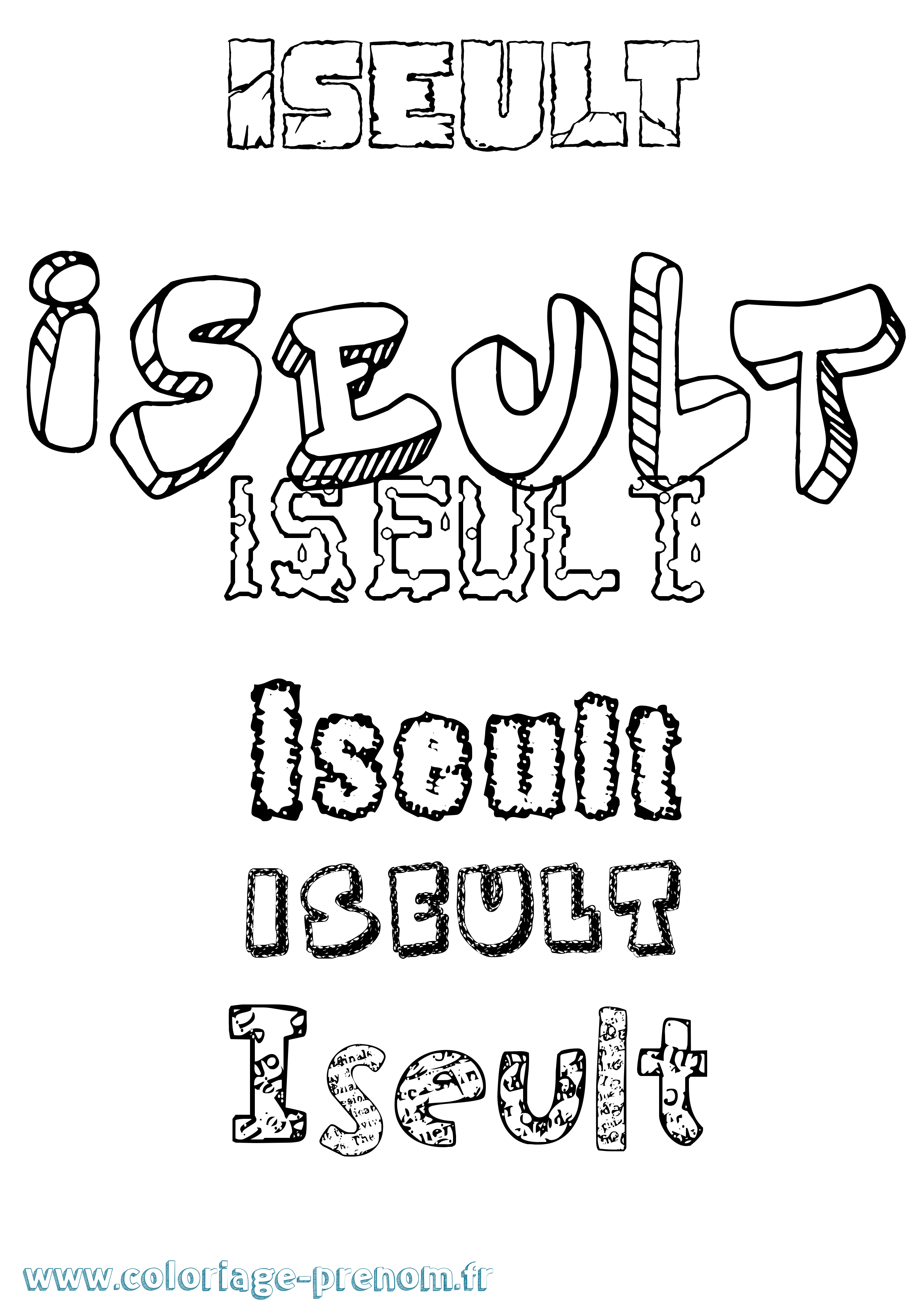 Coloriage Iseult Coloriage prénom Iseult