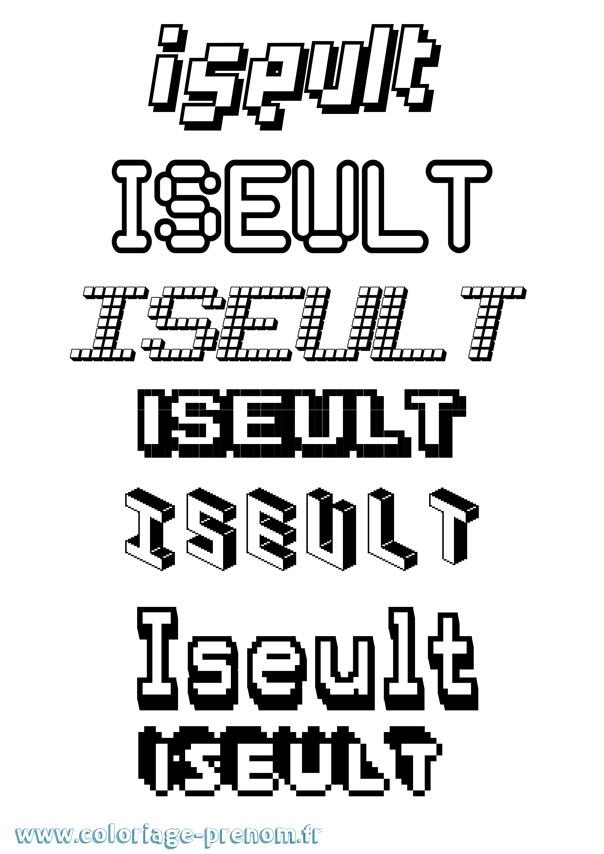 Coloriage prénom Iseult Pixel