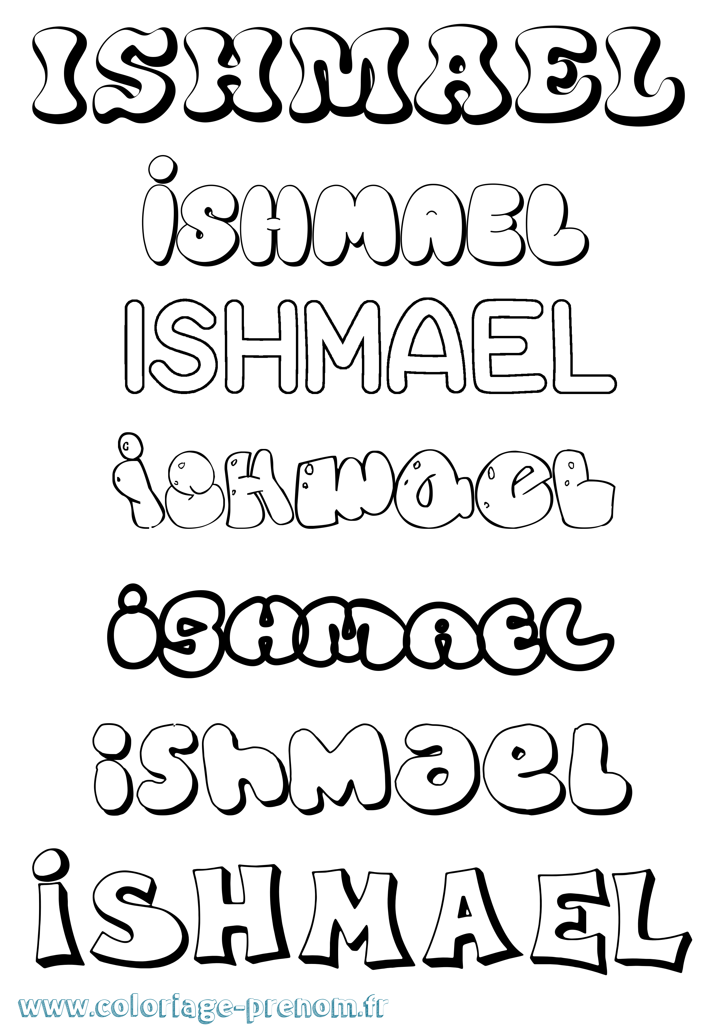 Coloriage prénom Ishmael Bubble
