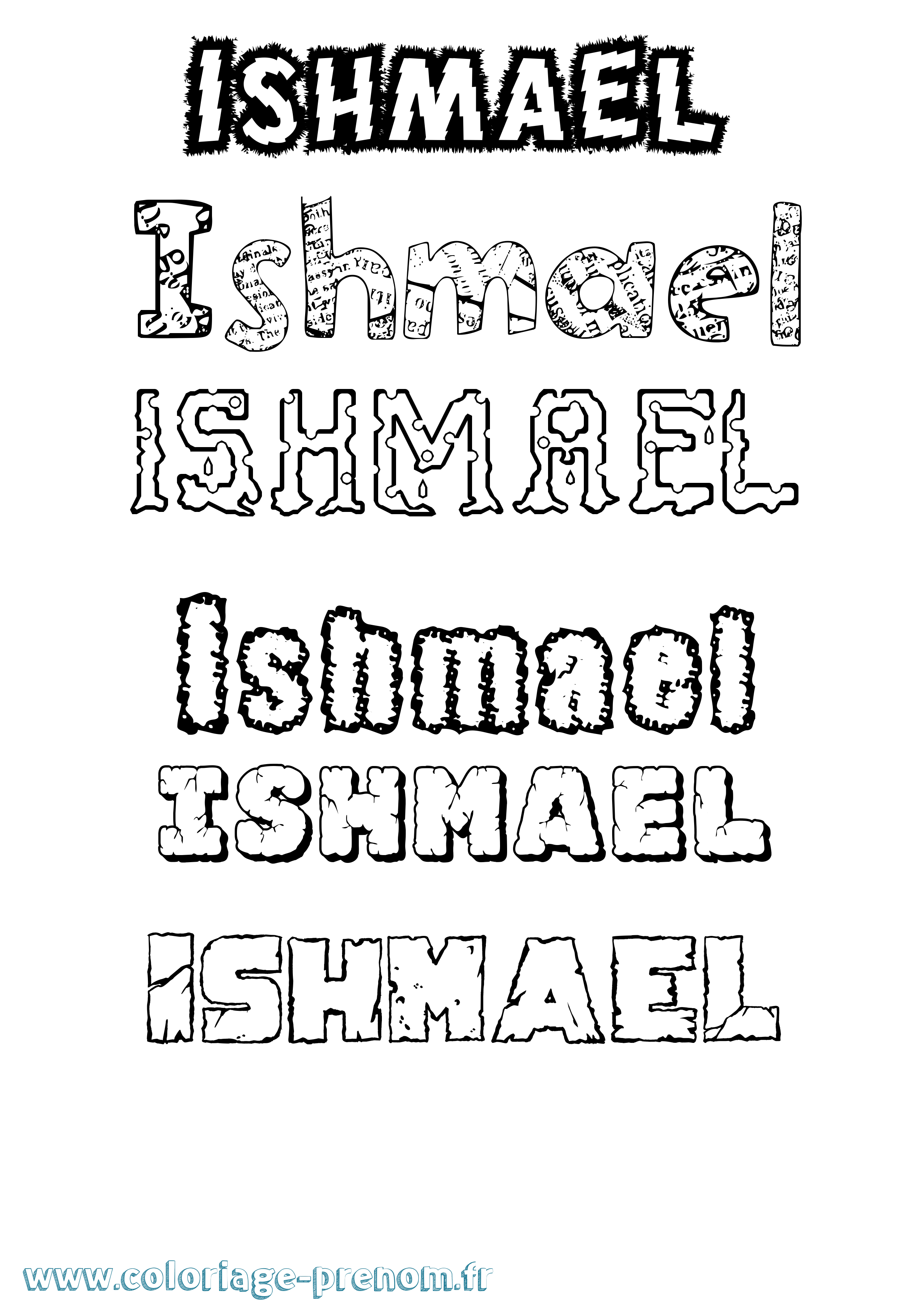 Coloriage prénom Ishmael Destructuré