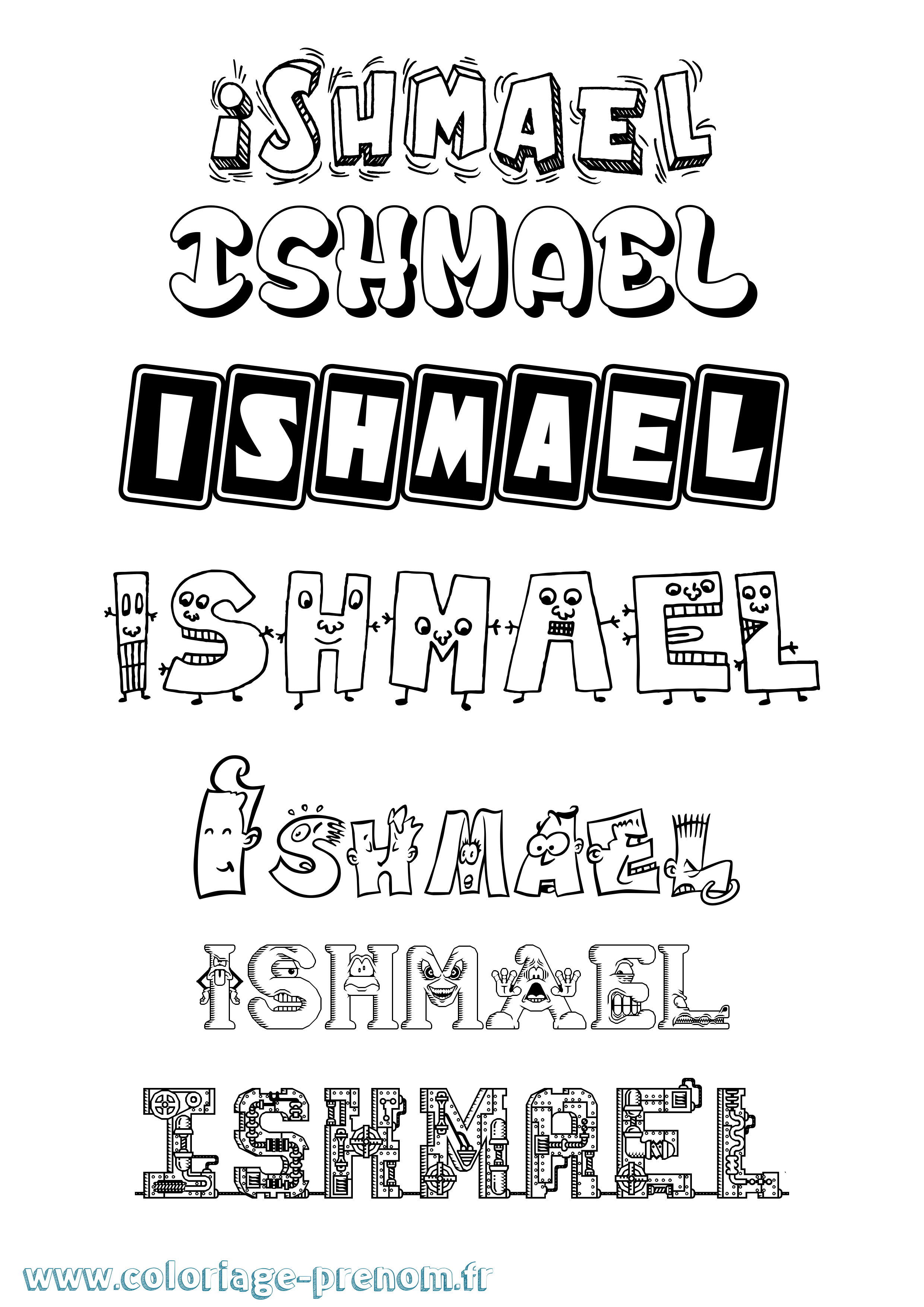 Coloriage prénom Ishmael Fun