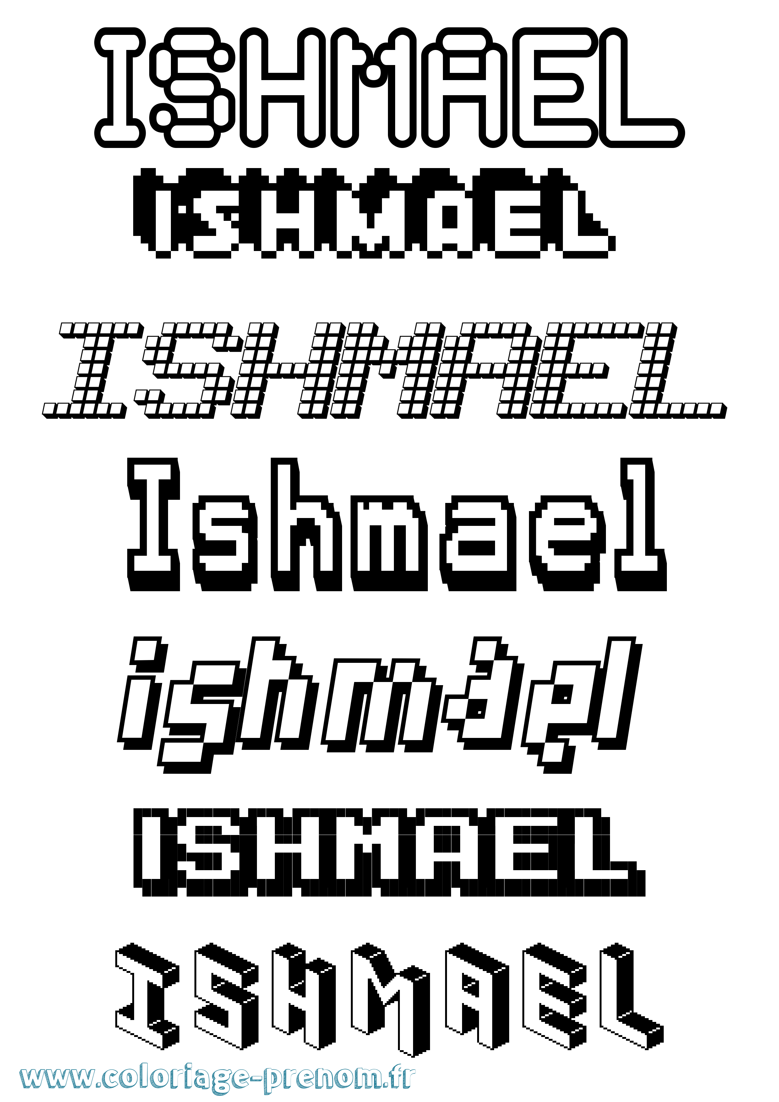 Coloriage prénom Ishmael Pixel