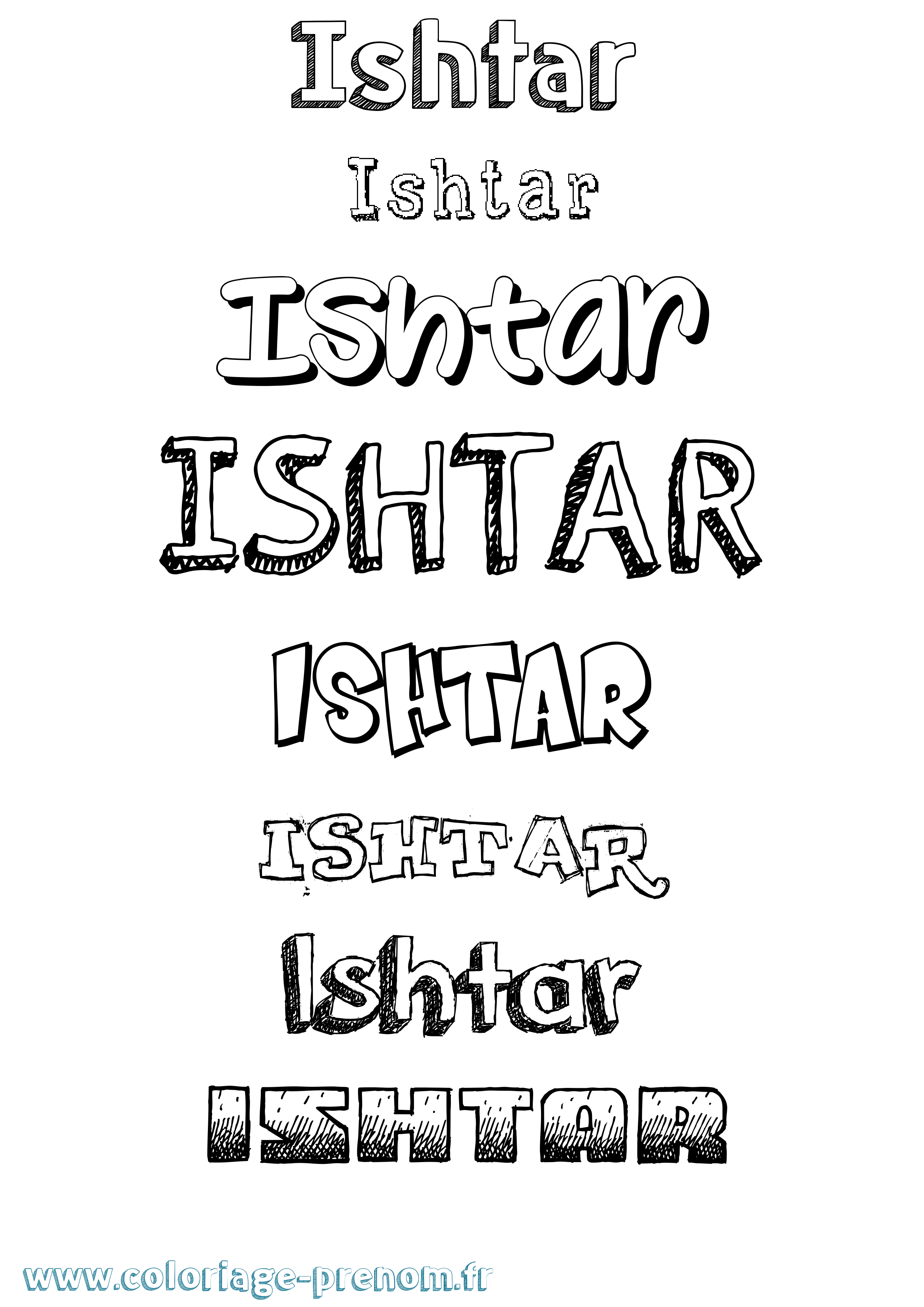 Coloriage Ishtar Dessiné Coloriage prénom Ishtar Dessiné