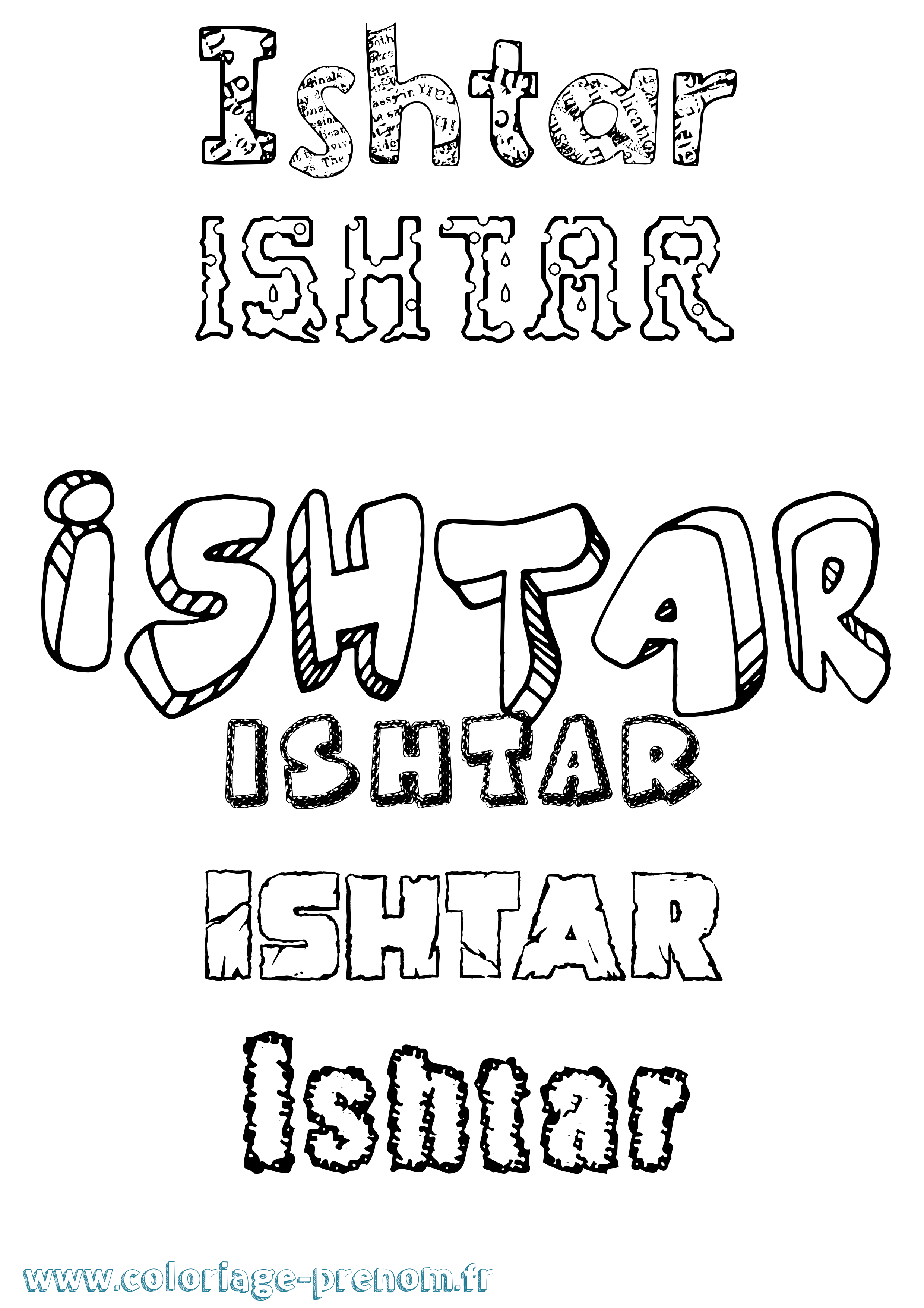 Coloriage Ishtar Destructuré Coloriage prénom Ishtar Destructuré