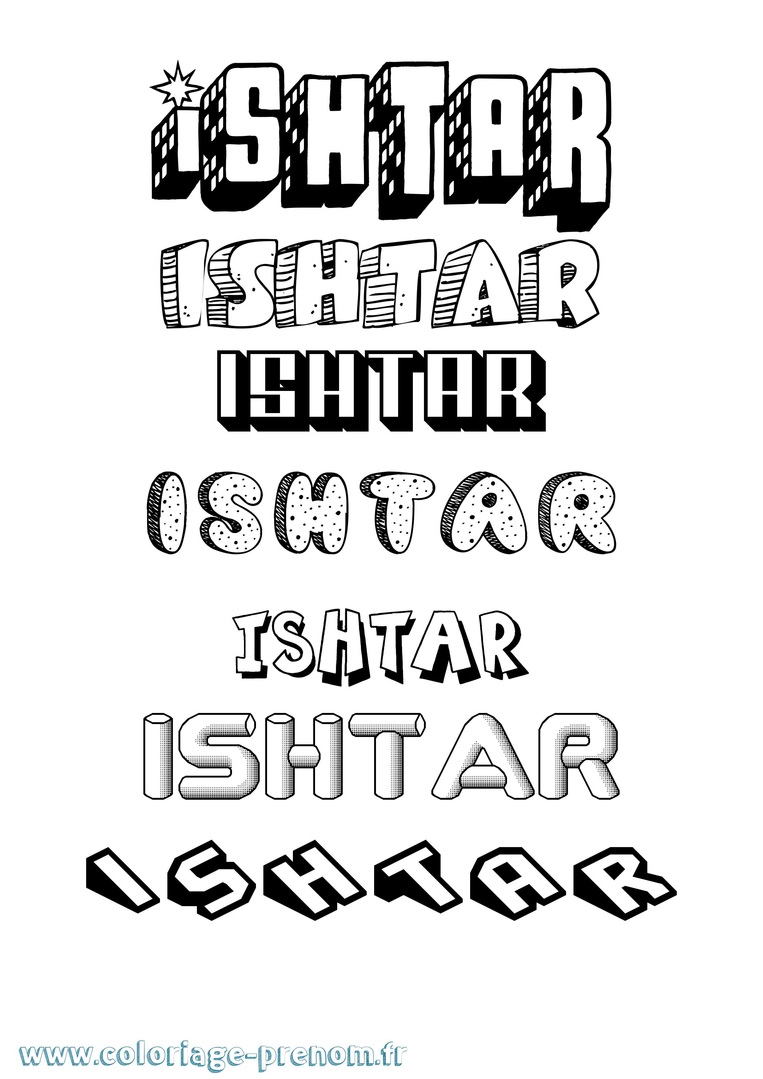Coloriage Ishtar Effet 3D Coloriage prénom Ishtar Effet 3D