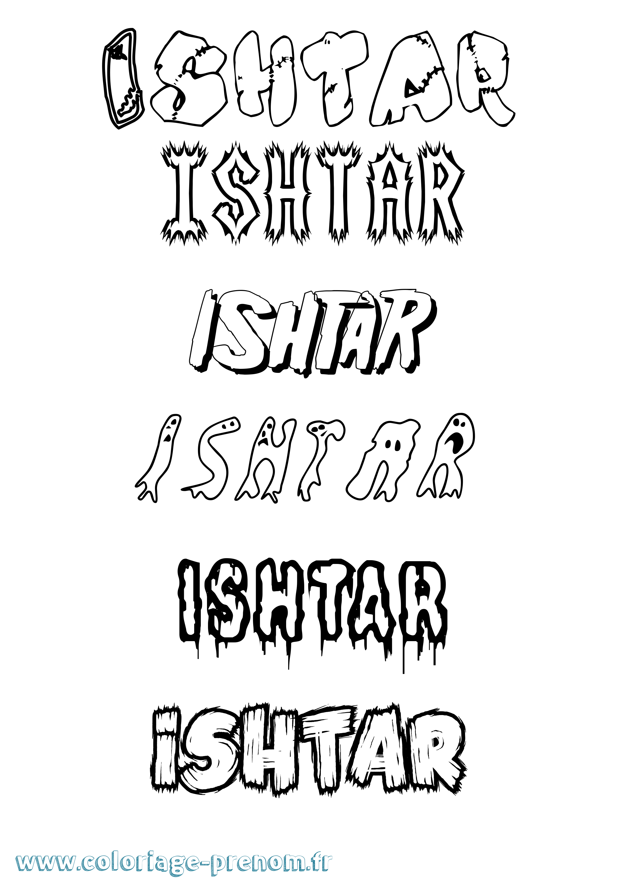 Coloriage Ishtar Frisson Coloriage prénom Ishtar Frisson