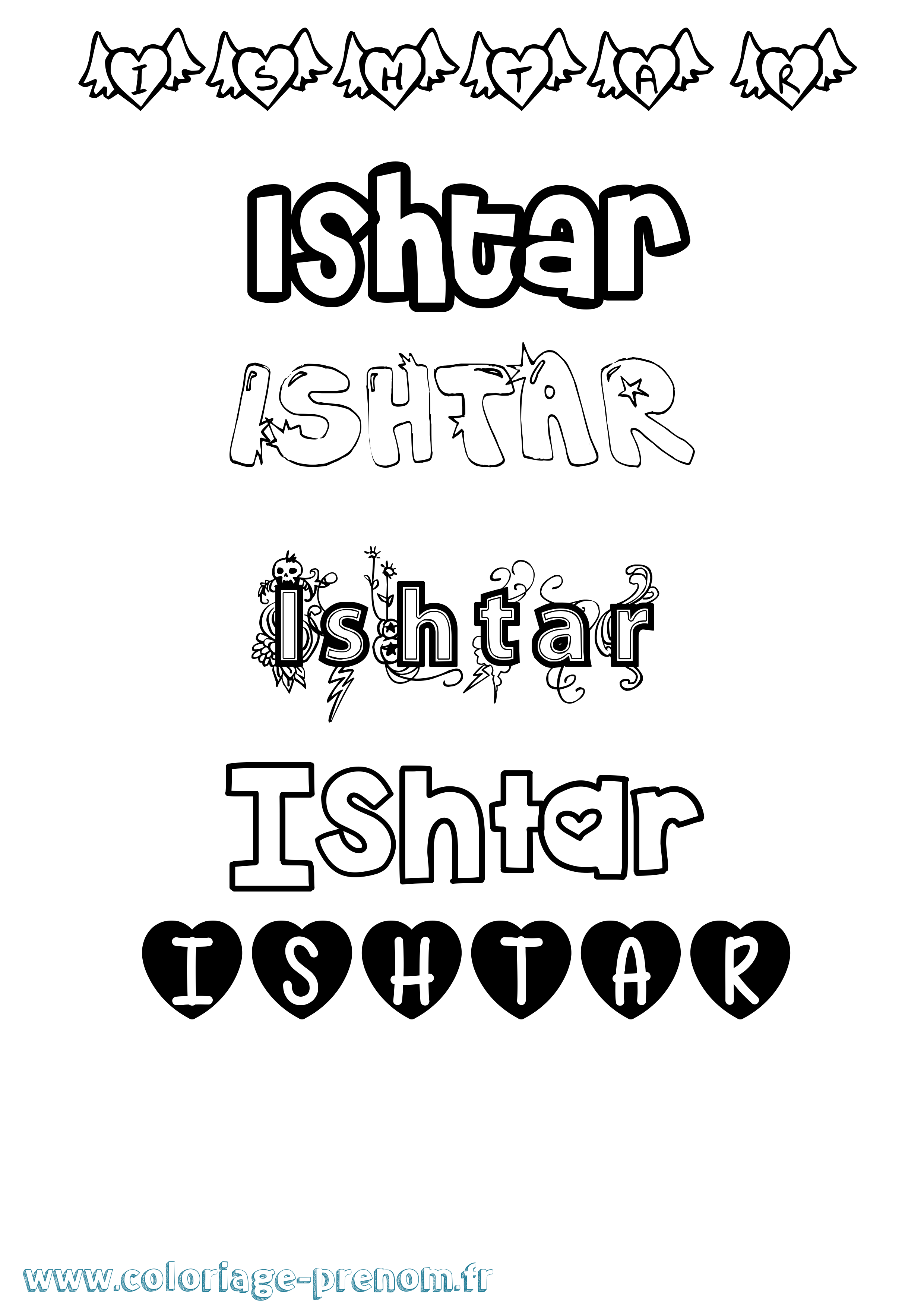Coloriage Ishtar Girly Coloriage prénom Ishtar Girly