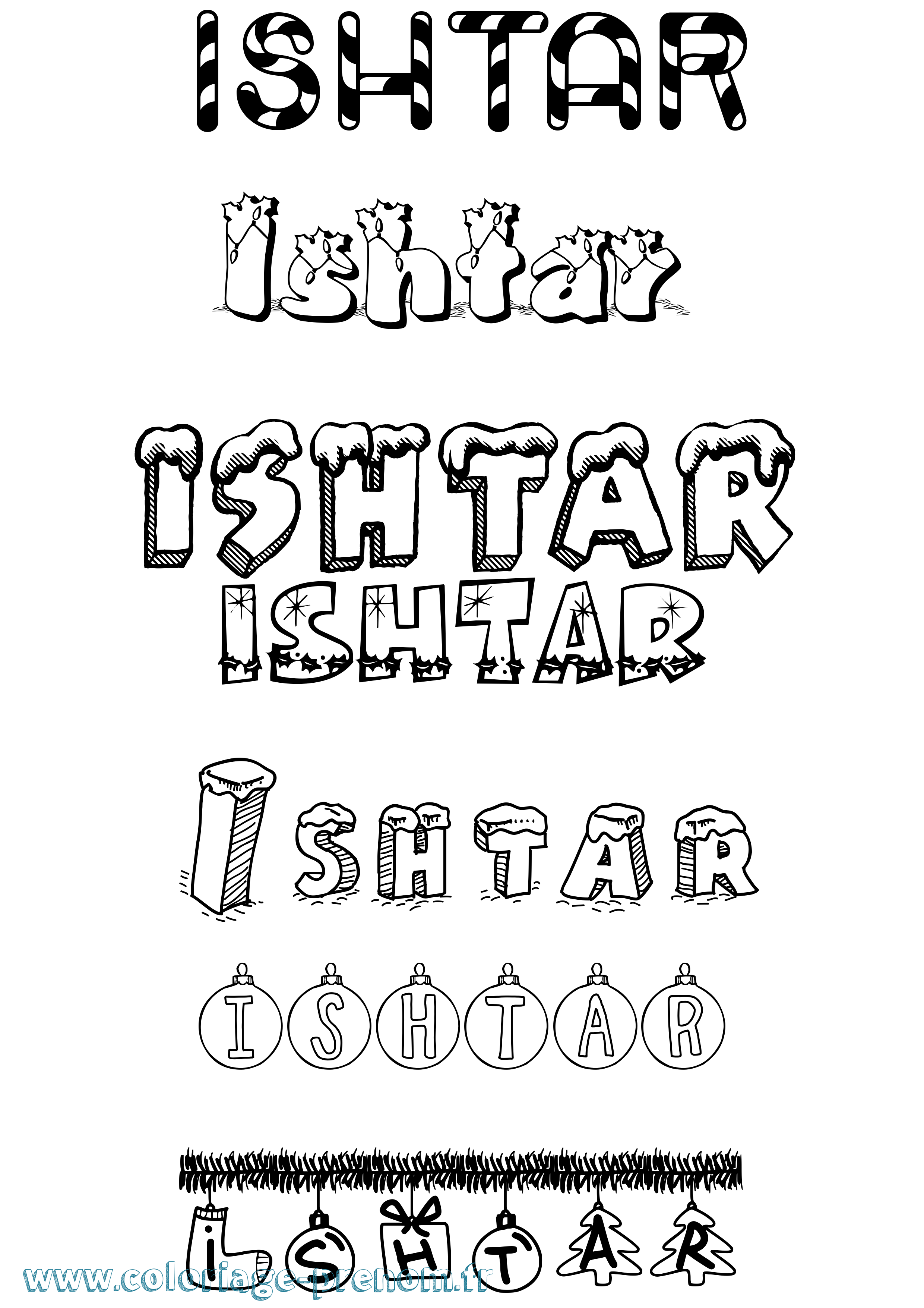 Coloriage Ishtar Noël Coloriage prénom Ishtar Noël