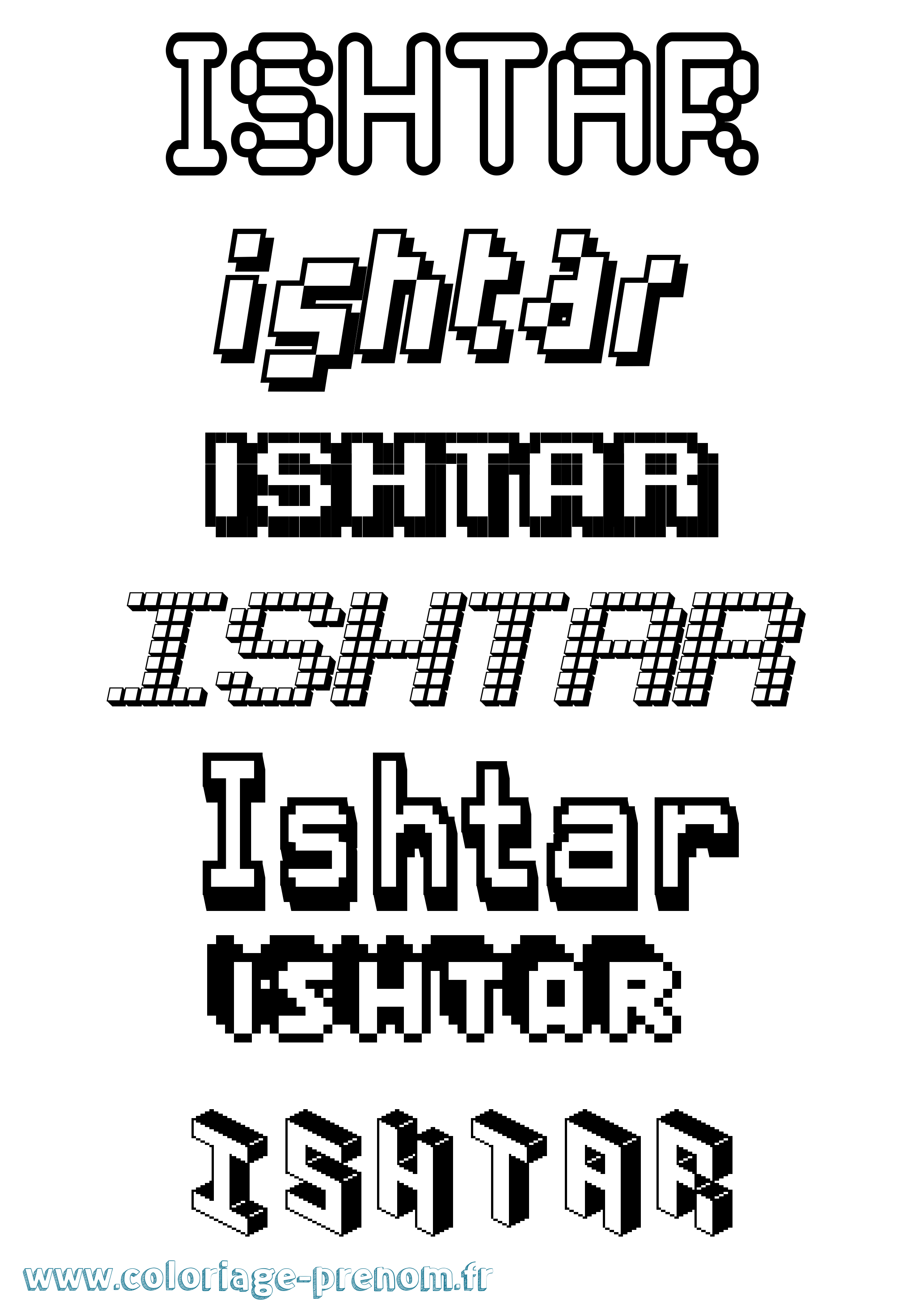 Coloriage Ishtar Pixel Coloriage prénom Ishtar Pixel