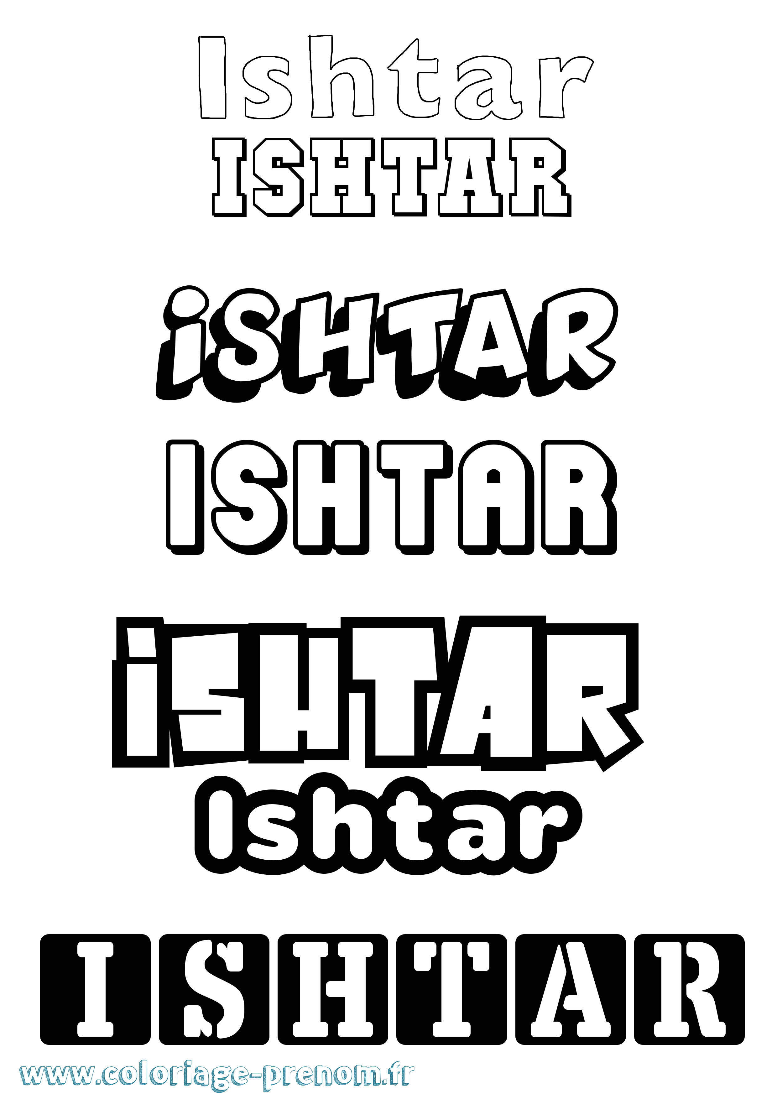 Coloriage Ishtar Simple Coloriage prénom Ishtar Simple