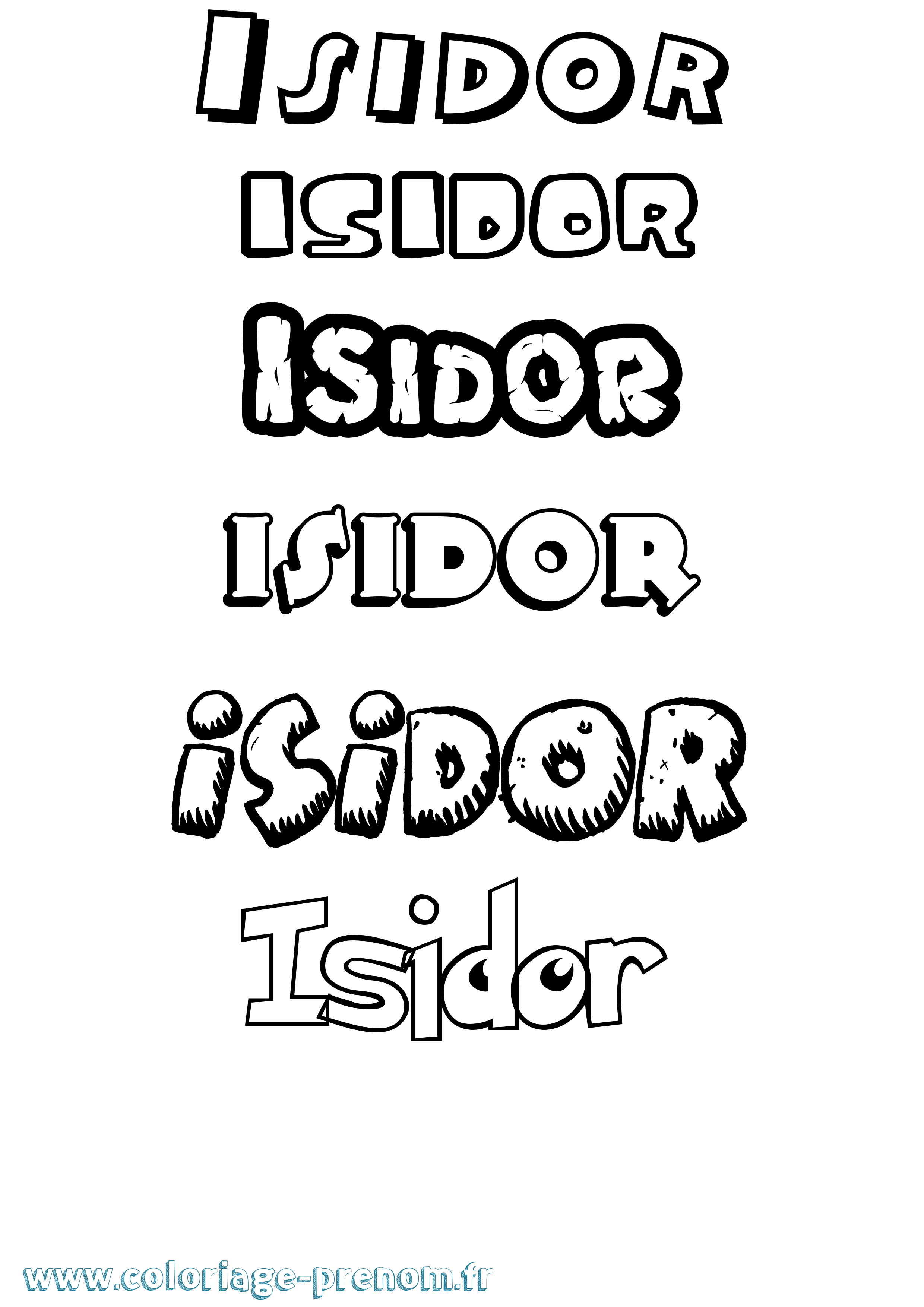 Coloriage Isidor Dessin Animé Coloriage prénom Isidor Dessin Animé