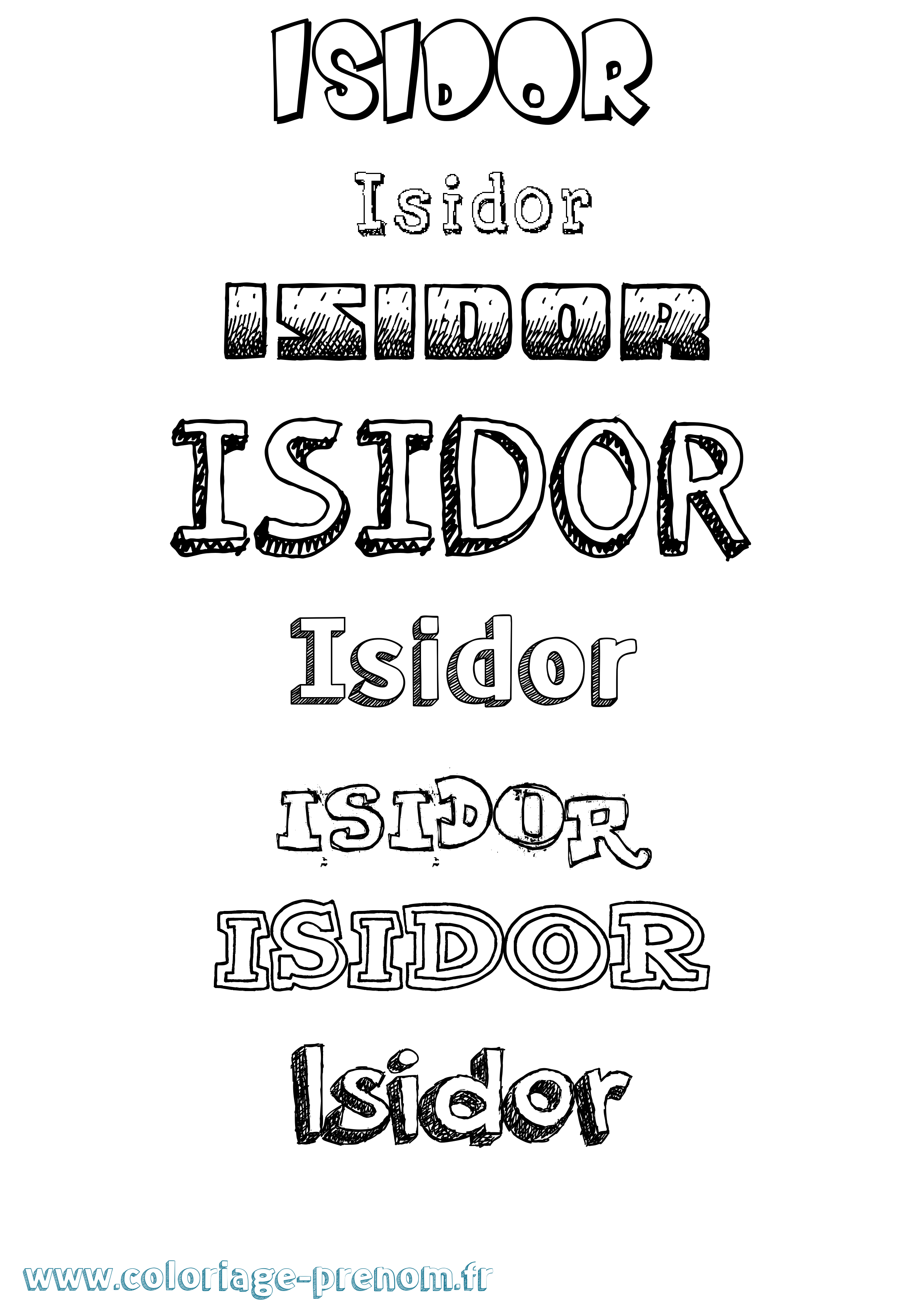 Coloriage Isidor Dessiné Coloriage prénom Isidor Dessiné