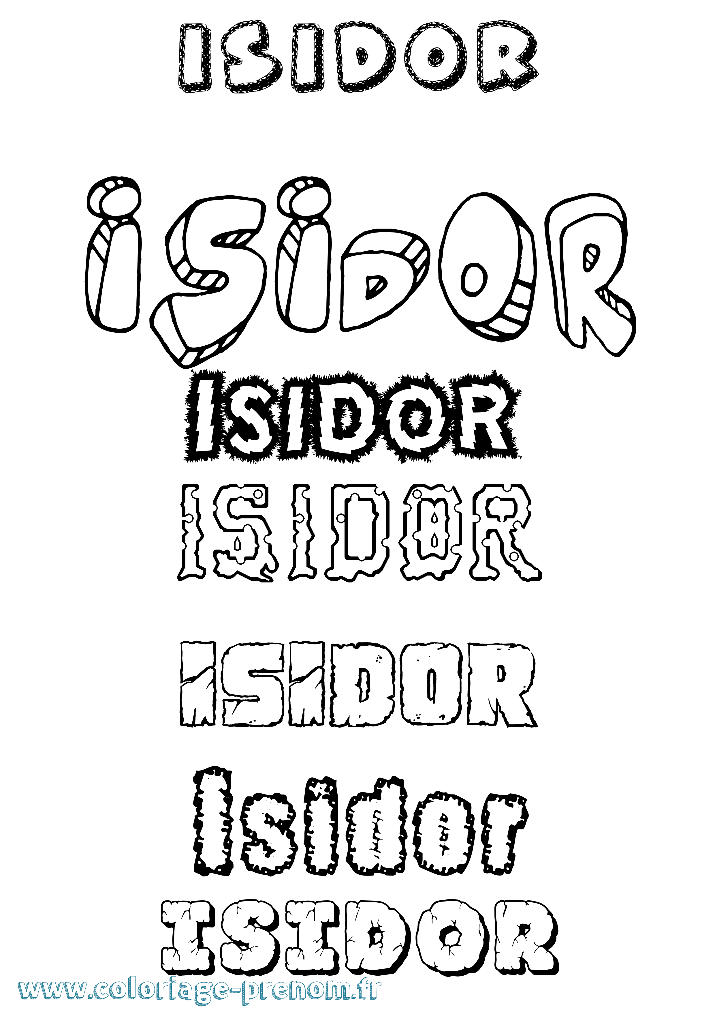 Coloriage Isidor Destructuré Coloriage prénom Isidor Destructuré